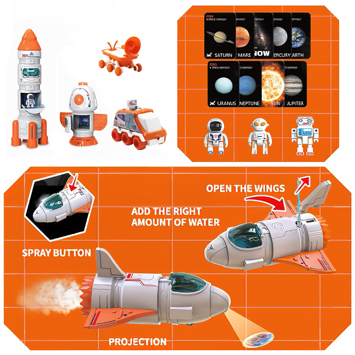 Mostop Space Shuttle Rocket Toy for Kids - STEM Educational Science Toy with LED Lights, Blast Off Sounds, Spray & Projection Functions | Perfect for Space Exploration Play, Birthday Gifts & Classroom Learning Activities