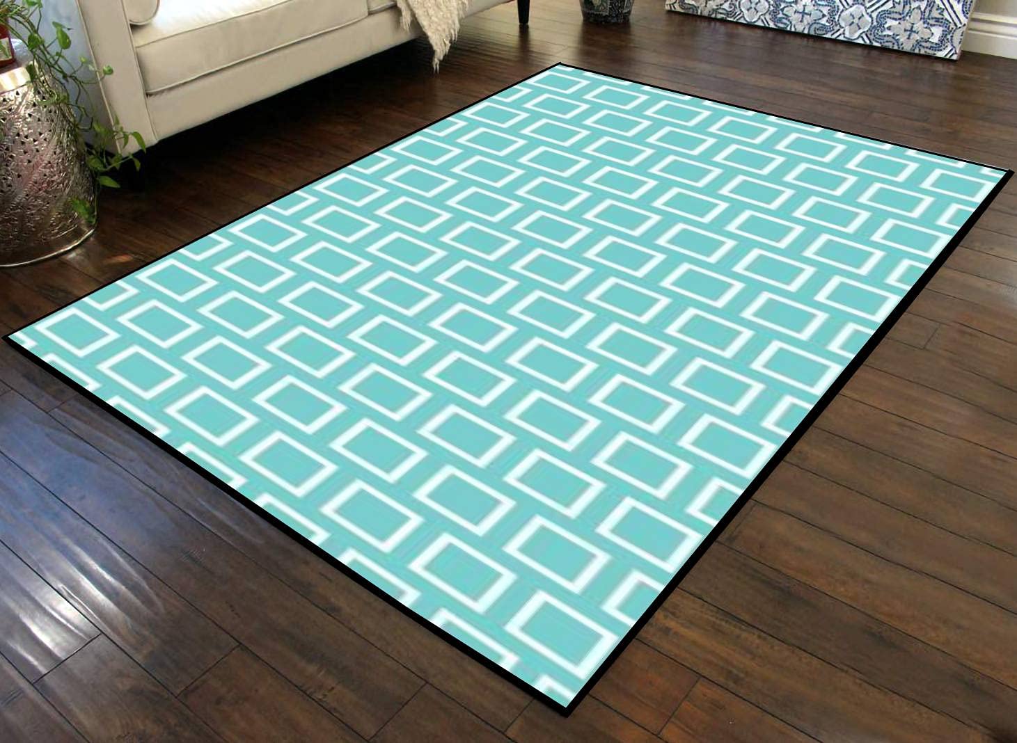 Vintage 1960s Large Area Runner Rug - Mid Century Modern Non-Slip Floor Mat for Indoor/Outdoor Use | Retro Wallpaper Pattern Carpet for Living Room, Nursery, Kids Play Area & Patio Decor