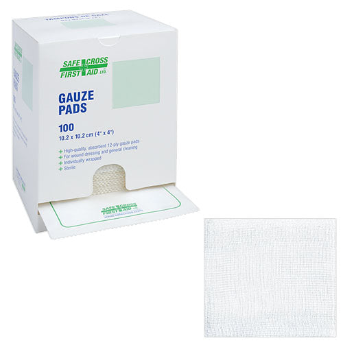 Sterile Gauze Pads 4x4 Inches (10.2x10.2cm) - 100 Count Box | Premium Wound Dressing for First Aid, Nursing & Medical Care