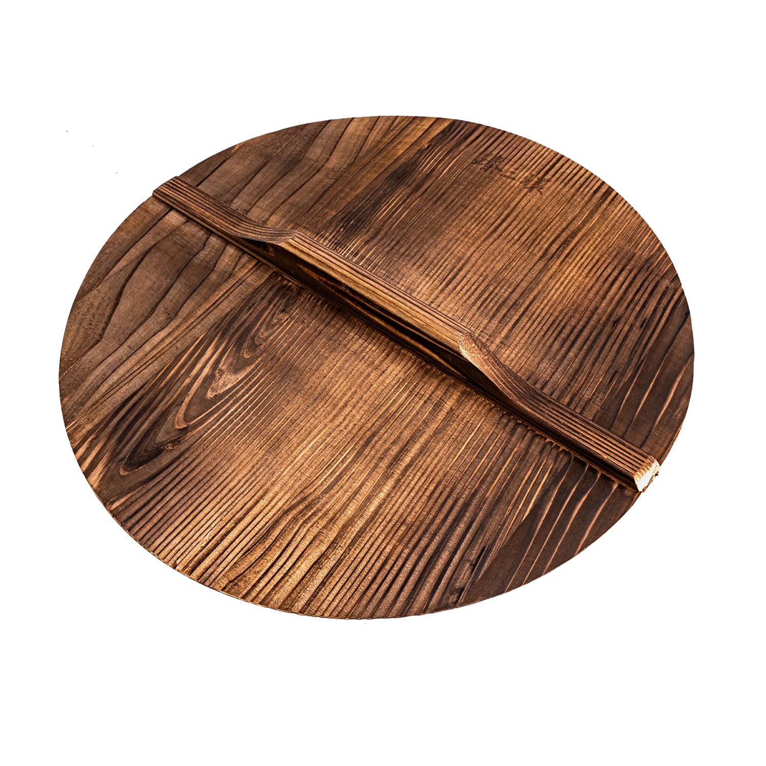 ZhenSanHuan 14-inch Natural Wooden Wok Lid - Handcrafted Lightweight Pot Cover for Cooking - Durable Kitchen Accessory for Stir-fry, Steaming & Serving - Perfect for Asian Cuisine & Home Chefs