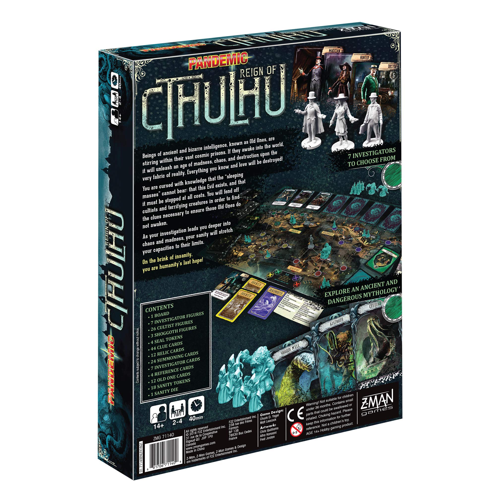 Pandemic Reign of Cthulhu Board Game by Z-Man Games | Strategy Game for 2-4 Players Ages 14+ | 40 Min Playtime | Lovecraftian Horror Adventure for Game Nights & Family Gatherings