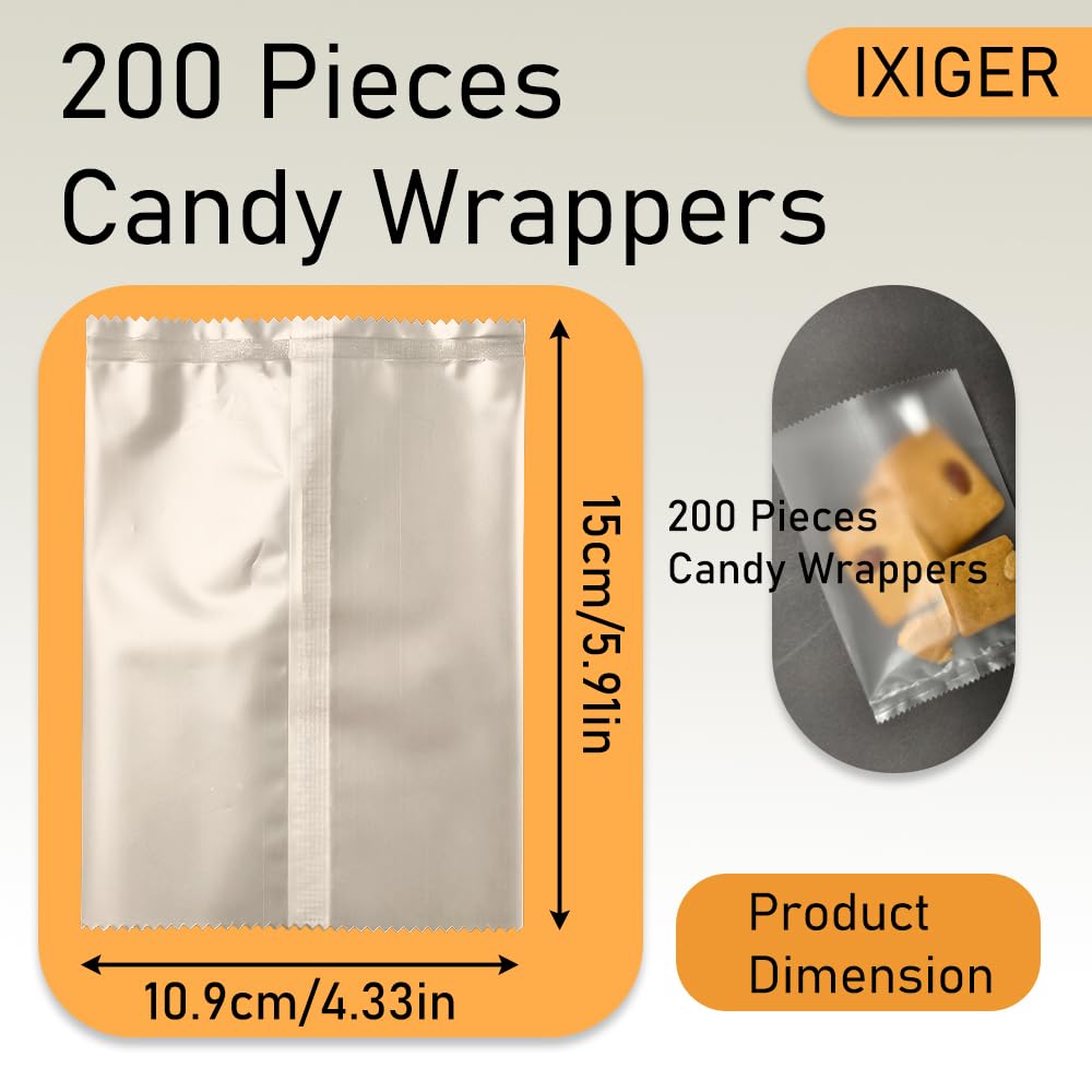 200-Piece Clear Nonstick Candy Wrappers for Homemade Taffy, Nougat & Caramels - 4.3