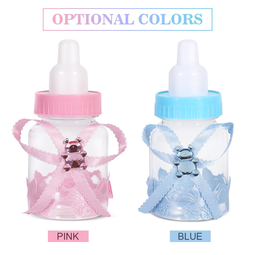 50pcs Mini Fillable Candy Bottles - 3.5 Inch Cute Feeding Bottle Shape Candy Boxes for Birthday, Baby Shower & Christening Party Decorations (Blue) - Perfect for Wedding Favors, Baby Showers & Gift Packaging