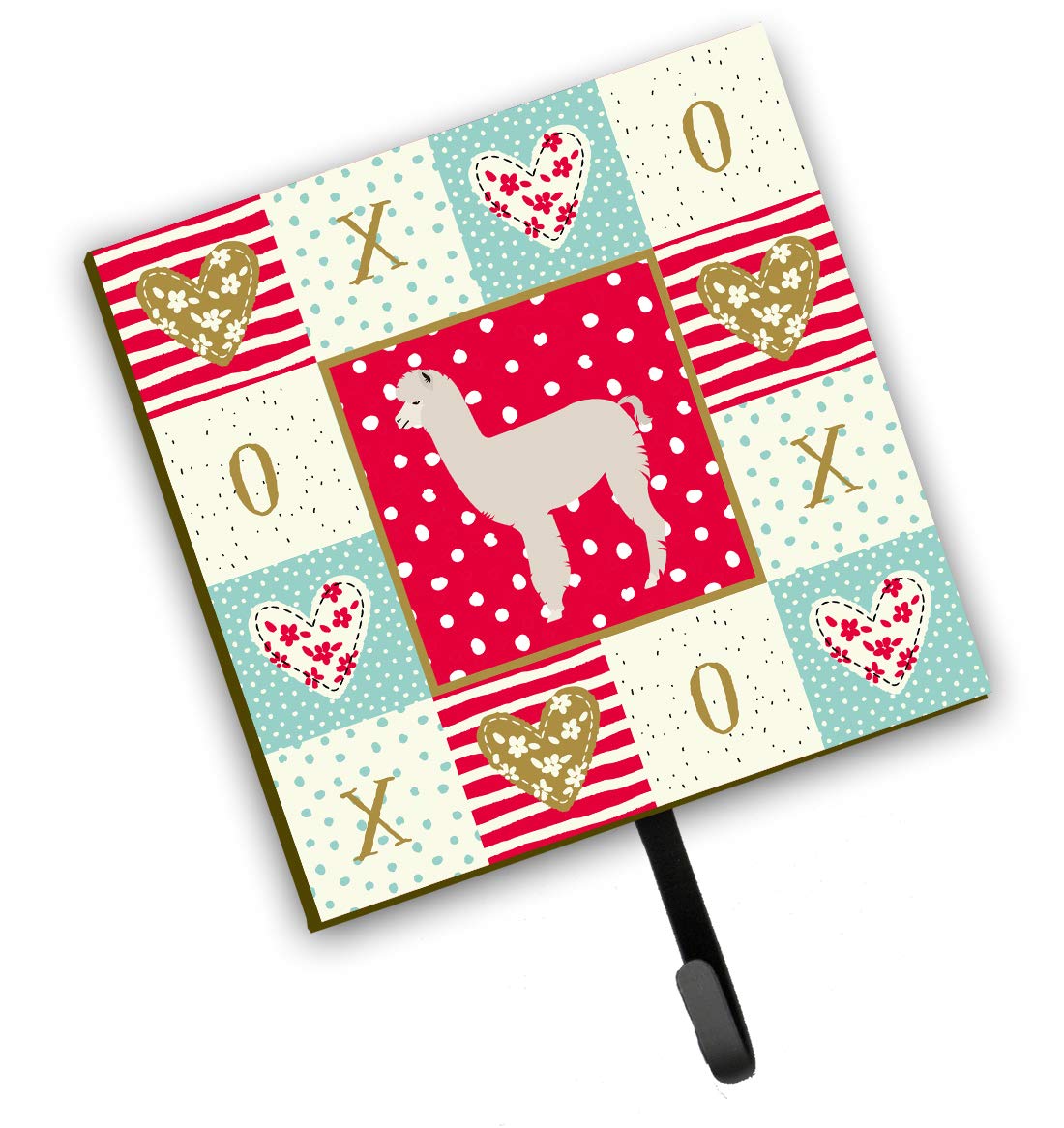 Alpaca Love Wall Hook Key Holder - Red Coat Rack with Hooks for Keys, Leashes, Towels & Aprons | Durable Wall Mount Organizer for Entryway, Kitchen & Mudroom
