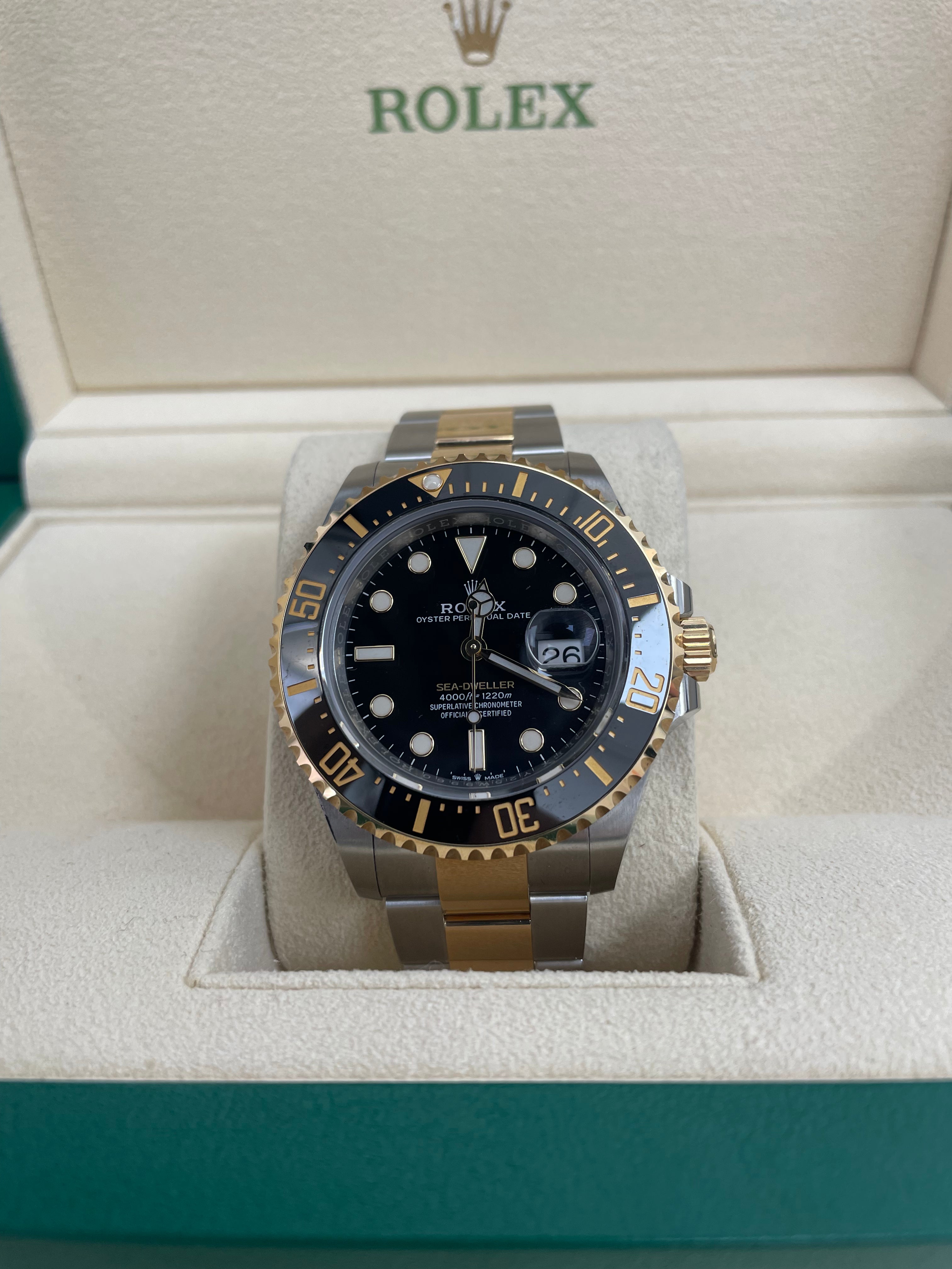 Rolex Sea-Dweller 43mm Two-Tone Yellow Gold & Steel Watch with Oyster Bracelet - Luxury Dive Watch for Men, Professional Scuba Diving & Everyday Wear (Ref. 126603)