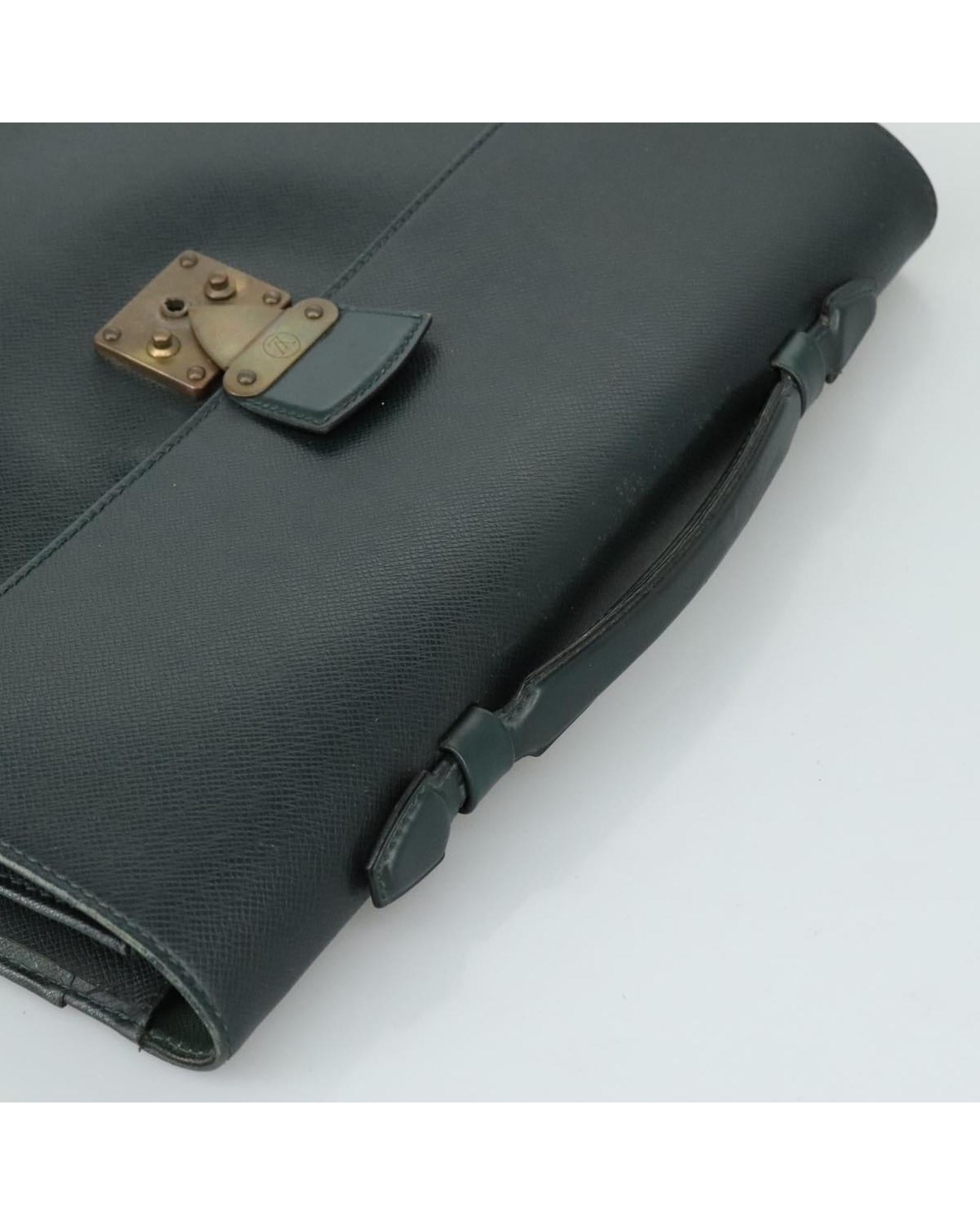 Premium Green Leather Attache Case with Secure Lock - Perfect for Business Travel, Office & Professional Document Storage