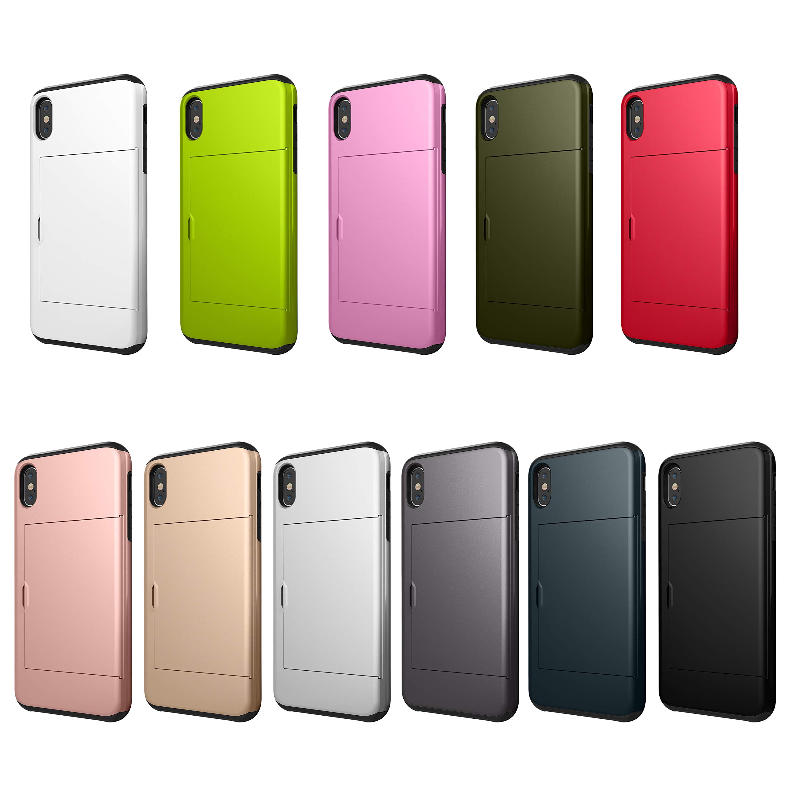 SORAKA iPhone X / Xs Wallet Case with Card Holder - Dual Layer Shockproof Armor Cover (PC + TPU) - White - Perfect for Everyday Use, Travel & Business