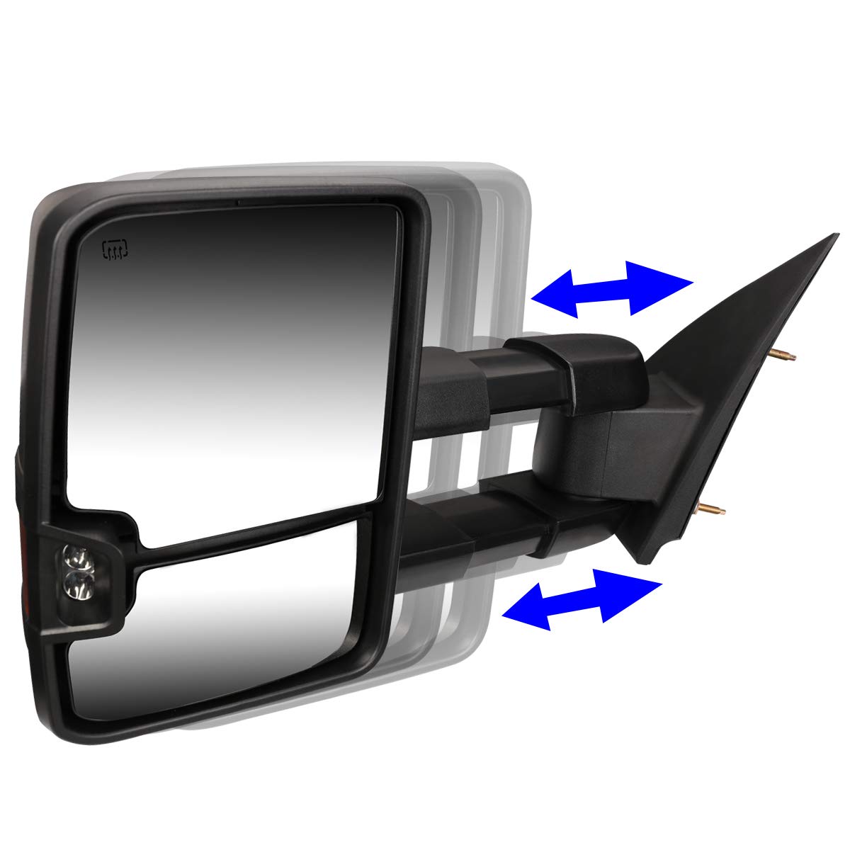DNA Motoring TWM-030-T888-BK-SM Pair of Powered Heated Foldable Towing Side Mirrors with Turn Signal - Replacement for 1999-2002 Chevy Silverado/GMC Sierra, 2000-2002 Tahoe/Suburban/Yukon - Perfect for Towing, Winter Driving & Enhanced Visibility