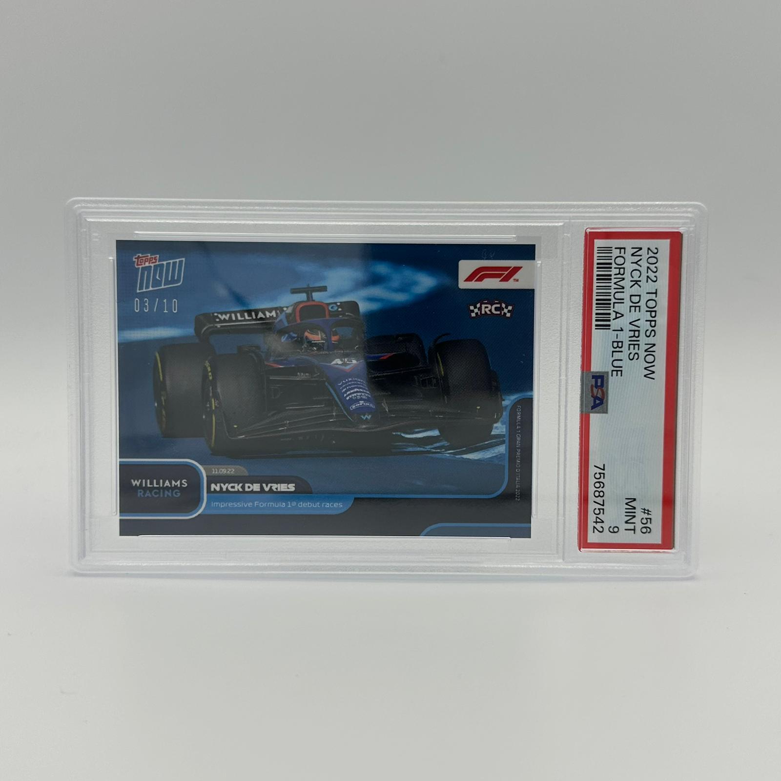 PSA 9 Graded 3/10 Nyck de Vries Formula 1 Debut Rookie Card #056 Blue - Perfect for F1 Collectors & Racing Memorabilia Displays