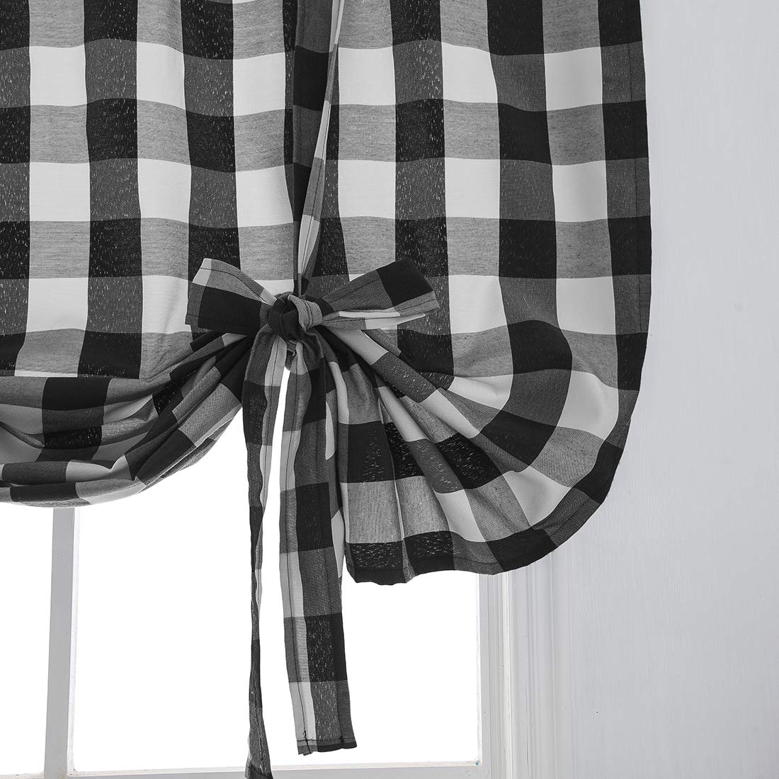 Black & White Buffalo Check Thermal Curtains for Farmhouse - 46x63 Inch, Small Windows