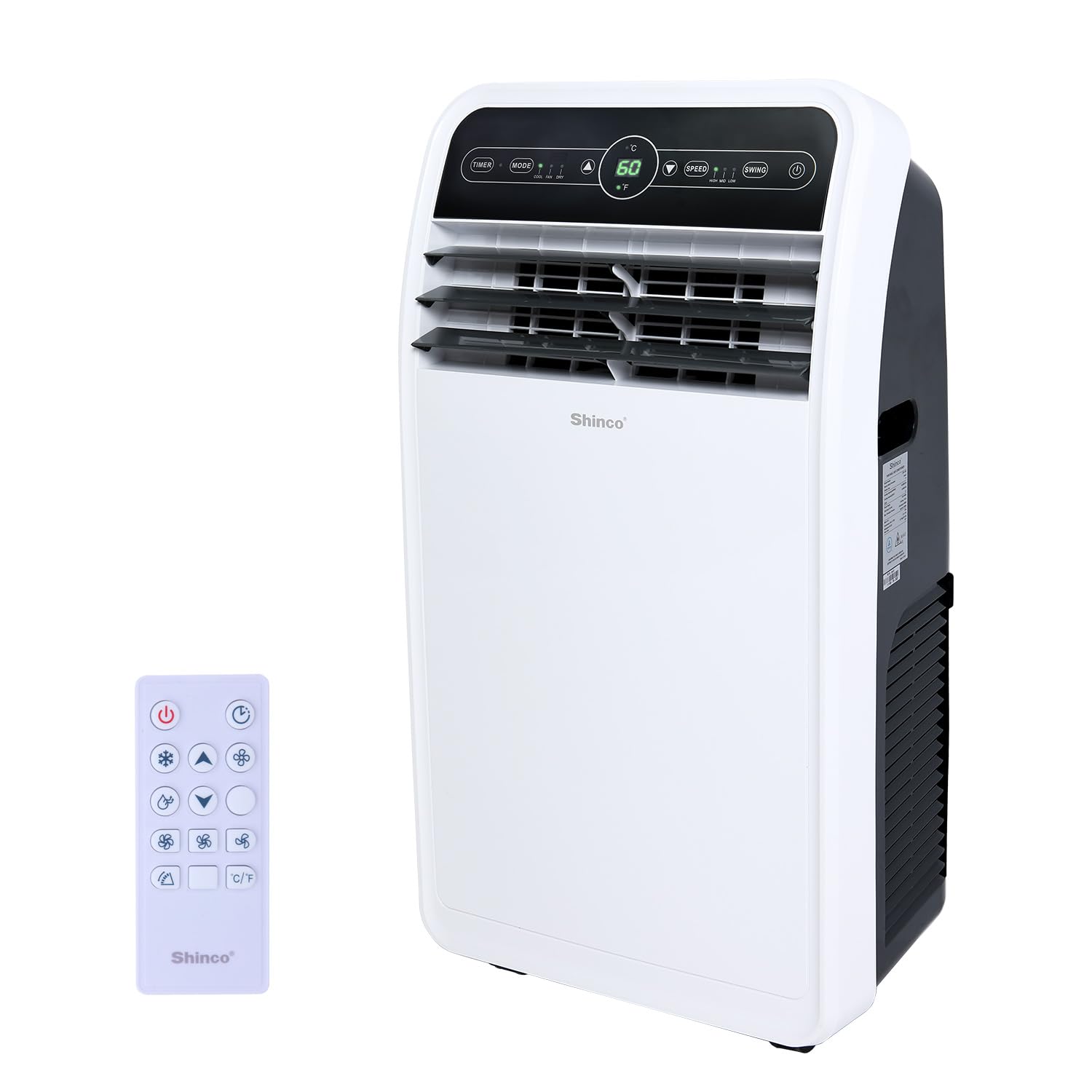 Shinco 12,000 BTU Portable Air Conditioner - 3-in-1 Cooling, Dehumidifier & Fan for Rooms up to 400 sq.ft - Includes Remote Control, 24H Timer & Installation Kit - Perfect for Bedrooms, Offices & Small Apartments