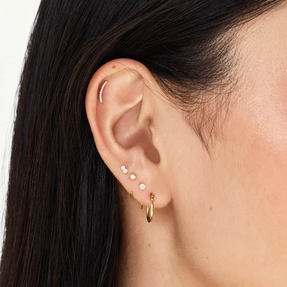 10k Gold Micro Diamond Climber Helix Single Stud Earring - Elegant & Dainty Jewelry for Everyday Wear & Special Occasions