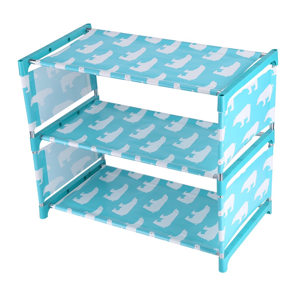 3-Tier Stackable Shoe Organizer - Portable Shoe Rack for Closet Storage | Shoe Shelf Cabinet for Boots, Sneakers & Heels | Space-Saving Blue Shoe Tower (Perfect for Bedroom, Dorm & Entryway Organization)