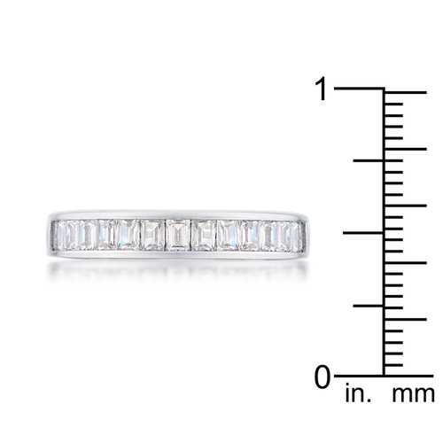 Elegant Baguette Cut Cubic Zirconia Rhodium Plated Wedding Band for Women – Perfect for Engagement, Anniversary, and Bridal Jewelry Gifts