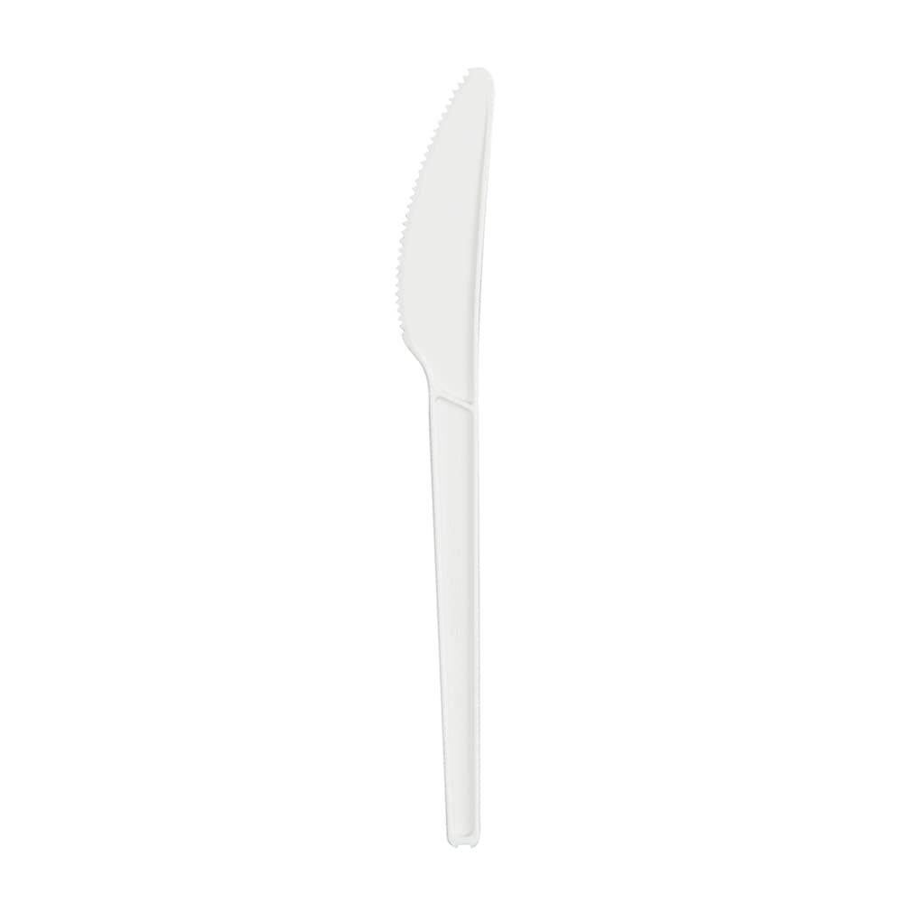 6.5 Inch Compostable Knives - 250 Individually Wrapped Plant-Based Cutlery Set | BPI-Certified CPLA Disposable Silverware for Hot & Cold Foods | Eco-Friendly Restaurantware for Parties, Picnics & Catering