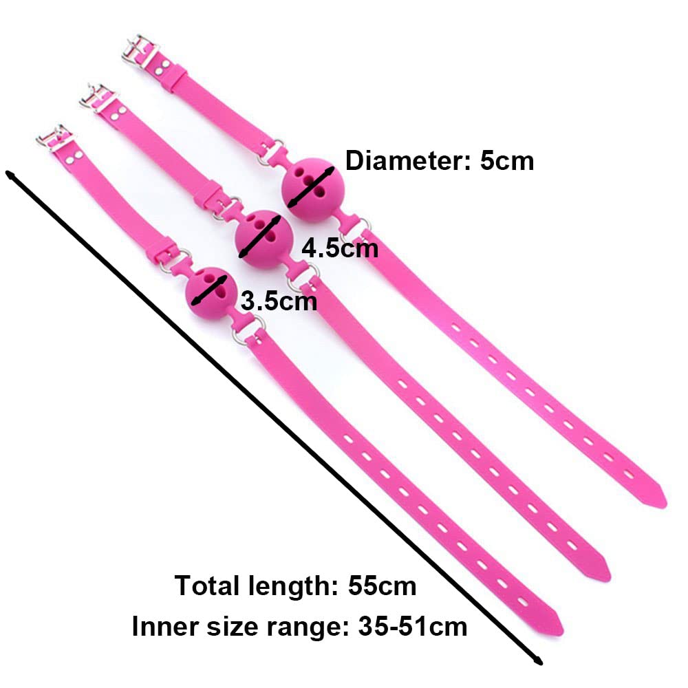 Premium Silicone Breathable Ball Gag for Adults - BDSM Bondage Restraint, Safe Sex Toy (Pink & Black, 1.7 Inch Ball) - Perfect for Role Play, Sensory Deprivation & Spicing Up Your Intimate Moments