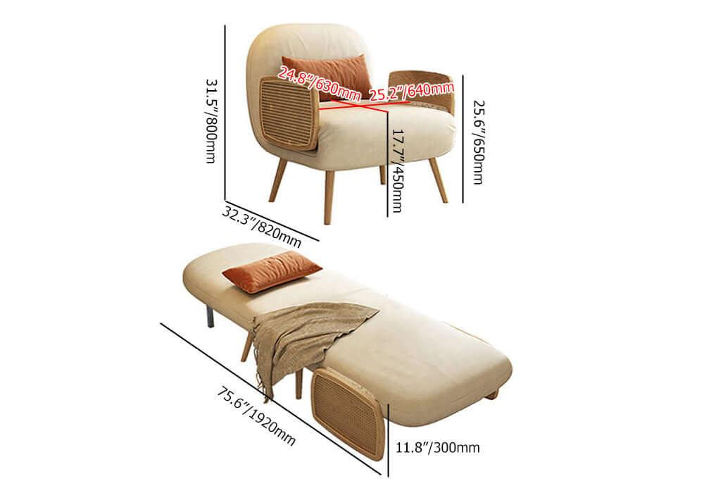 MidCentury Modern Daybed Single Sofa Bed - Convertible Sleeper Lounge Chair with Folding Design for Small Spaces, Guest Room & Living Room
