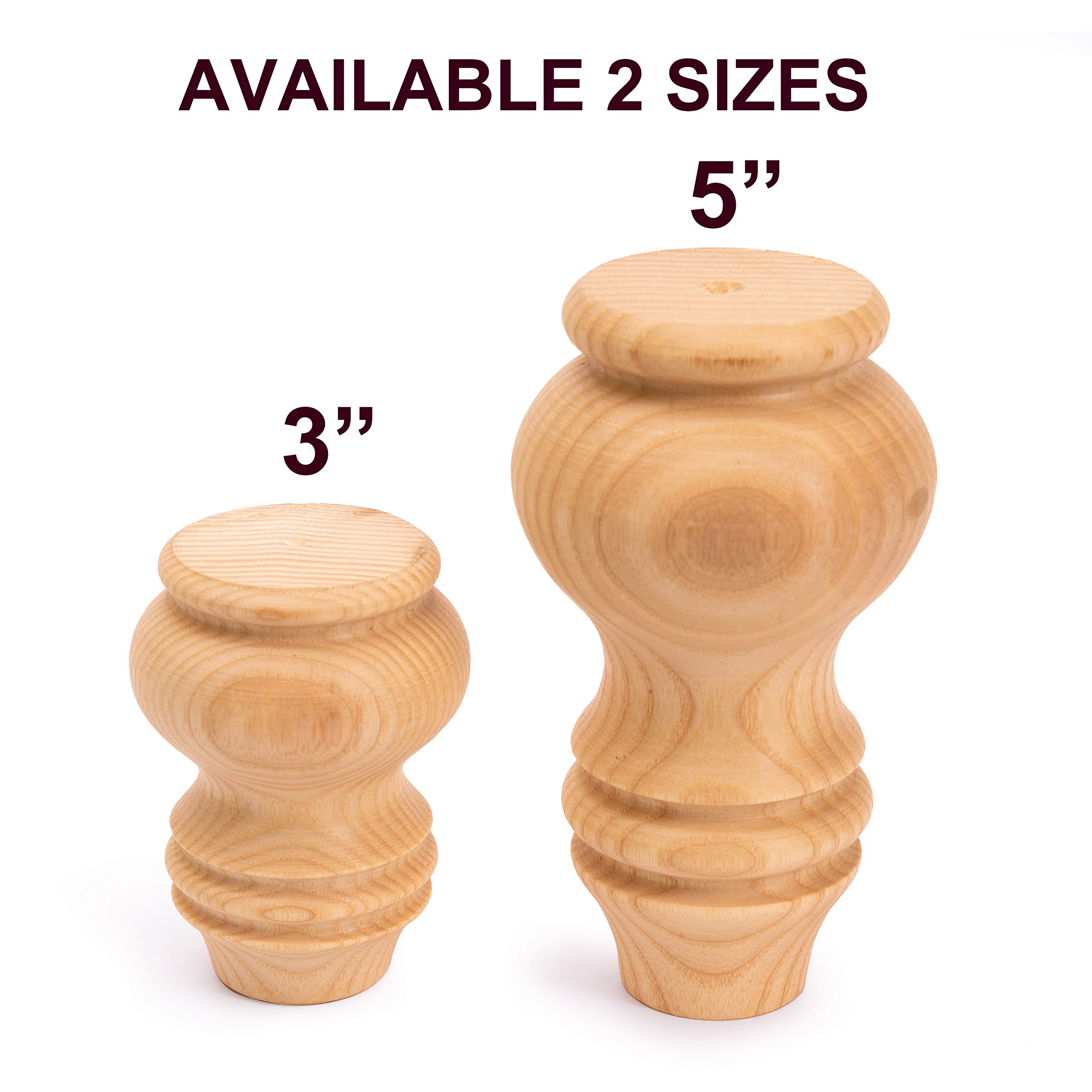 Decorluxes Wooden Legs for Kallax & More - Set of 4 Short Table & Dresser Legs in Gold & Natural Finish with Mounting Plates | Perfect for IKEA Kallax, Expedit, Dressers, TV Stands & DIY Furniture Projects