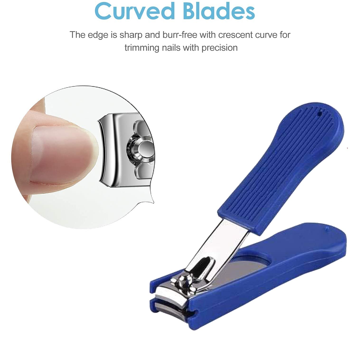 Premium Stainless Steel Nail Clippers Set of 2 - Sharp Comfort Grip Toenail & Fingernail Trimmers with Built-in Nail Catcher for Men & Women | Home, Travel, Salon & Personal Grooming Essentials