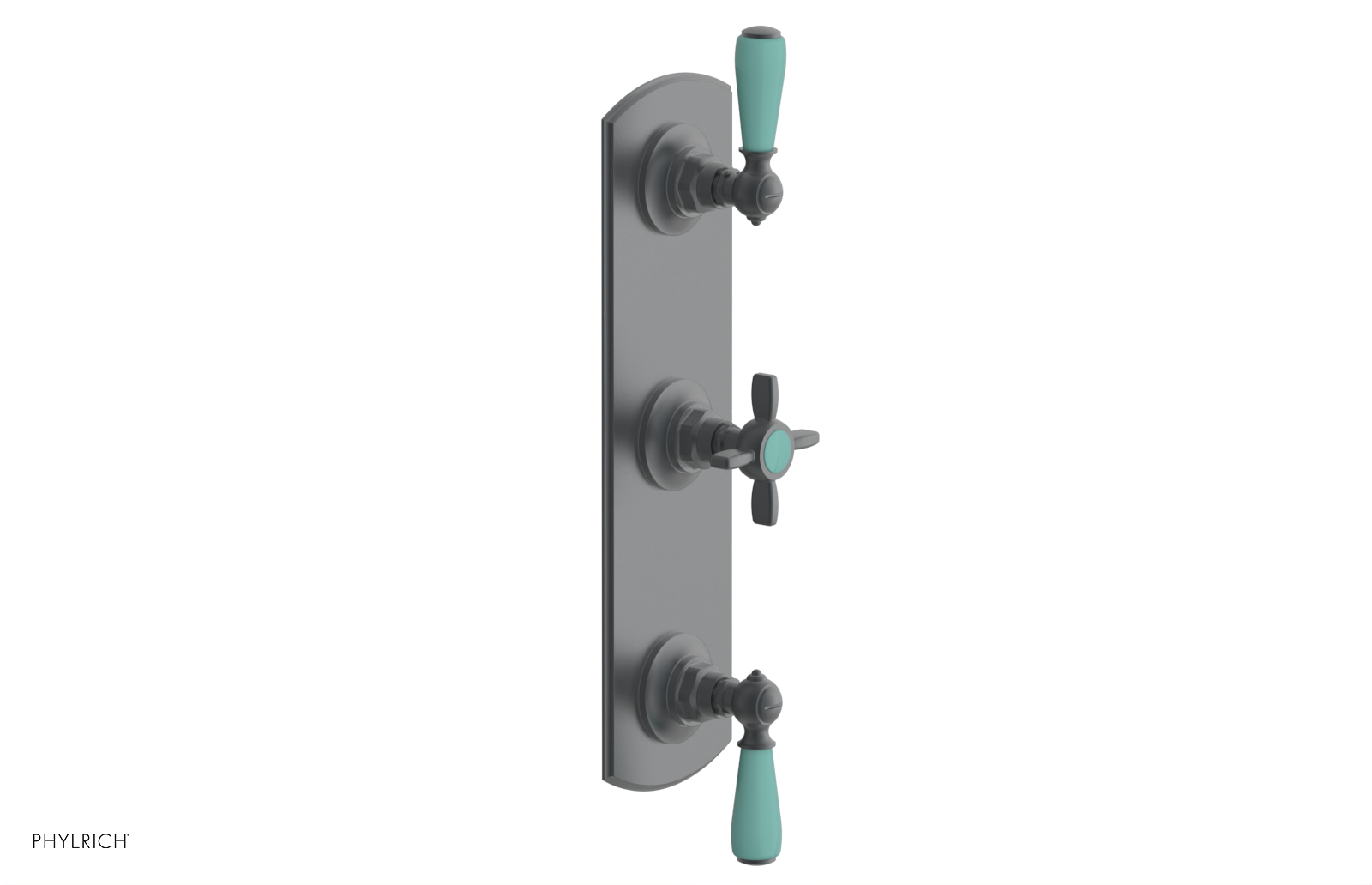 Jamestown Thermostatic Shower Valve with Dual Volume Control - Turquoise Accents (Model 4-740) for Modern Bathroom Renovations & Luxury Spa Experience