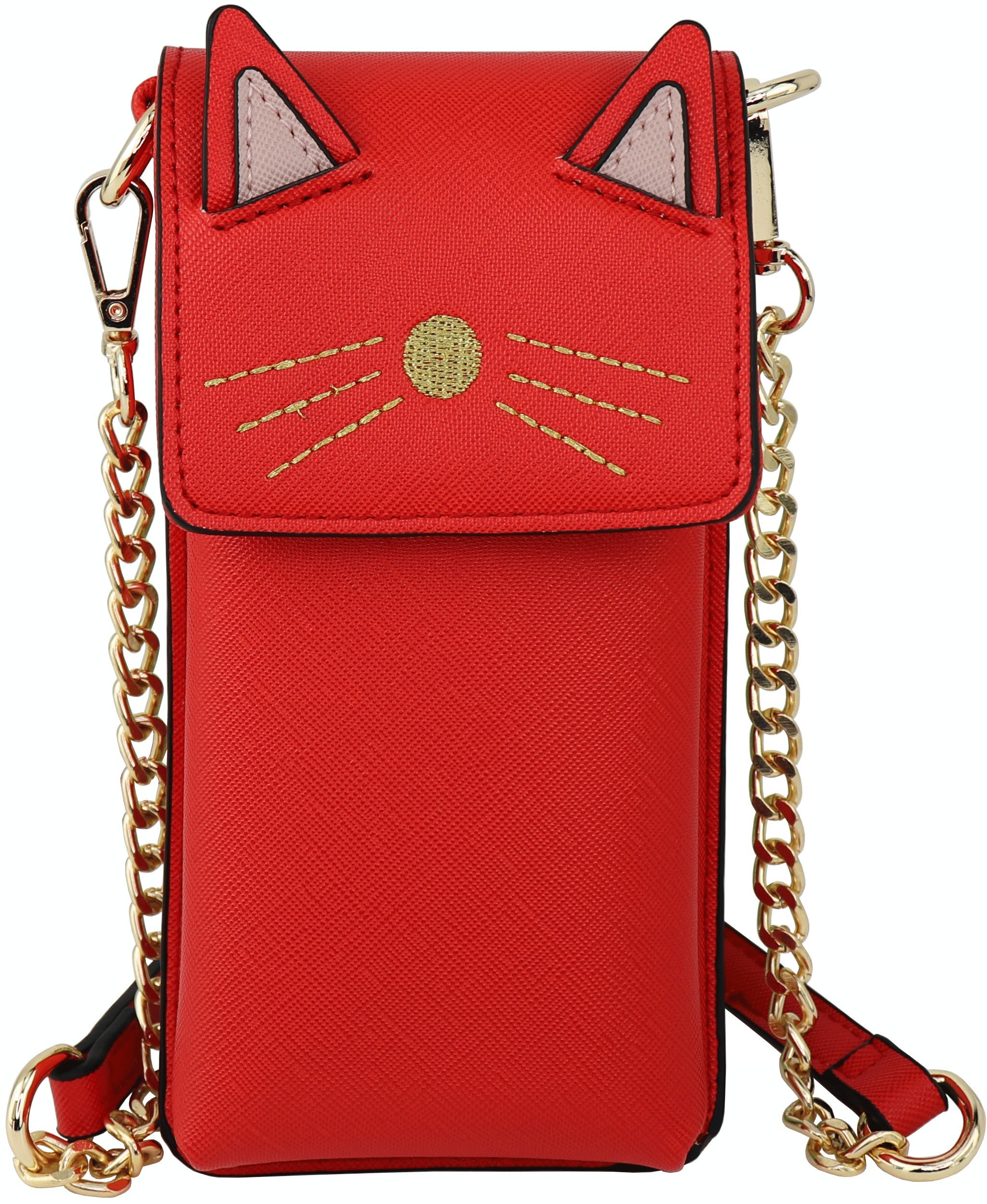 B BRENTANO Vegan Saffiano Leather Cat-Themed Crossbody Phone Purse for Women - Stylish Animal Print Shoulder Bag for iPhone, Wallet & Essentials - Perfect for Work, Travel & Casual Outings