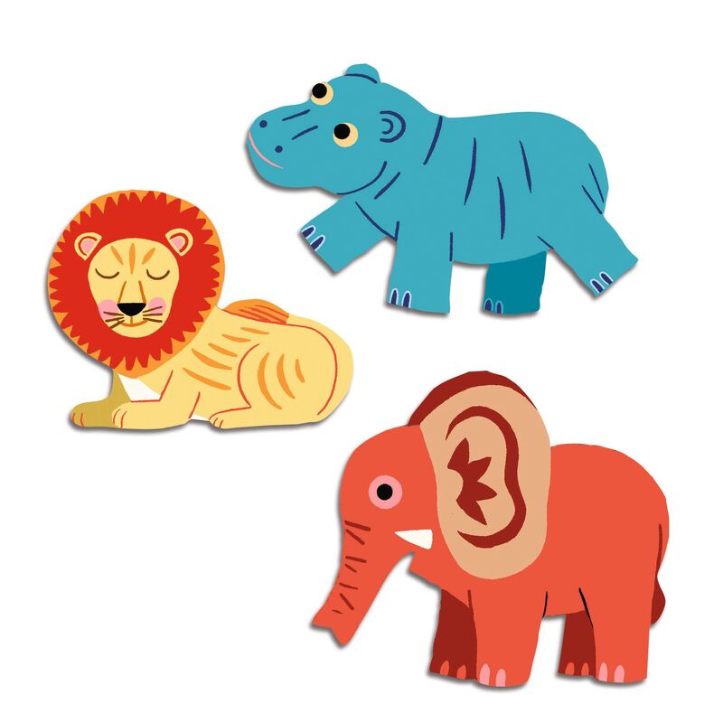 Djeco Safari Animal Stickers for Toddlers - Fun & Educational Sticker Set for Kids, Perfect for Scrapbooking, DIY Crafts & Learning Activities