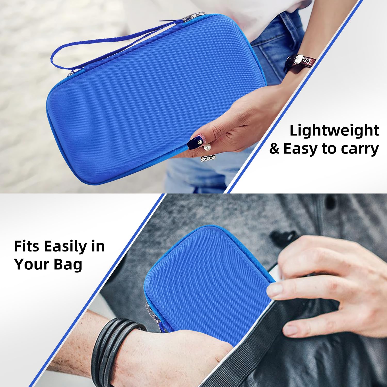 Portable Handheld Inhaler Nebulizer Machine Carrying Case for Adults & Kids - Asthma Travel Case with Mesh Pocket for Saline Solution & Cable (Blue) - Perfect for Home, Travel, and Emergency Use
