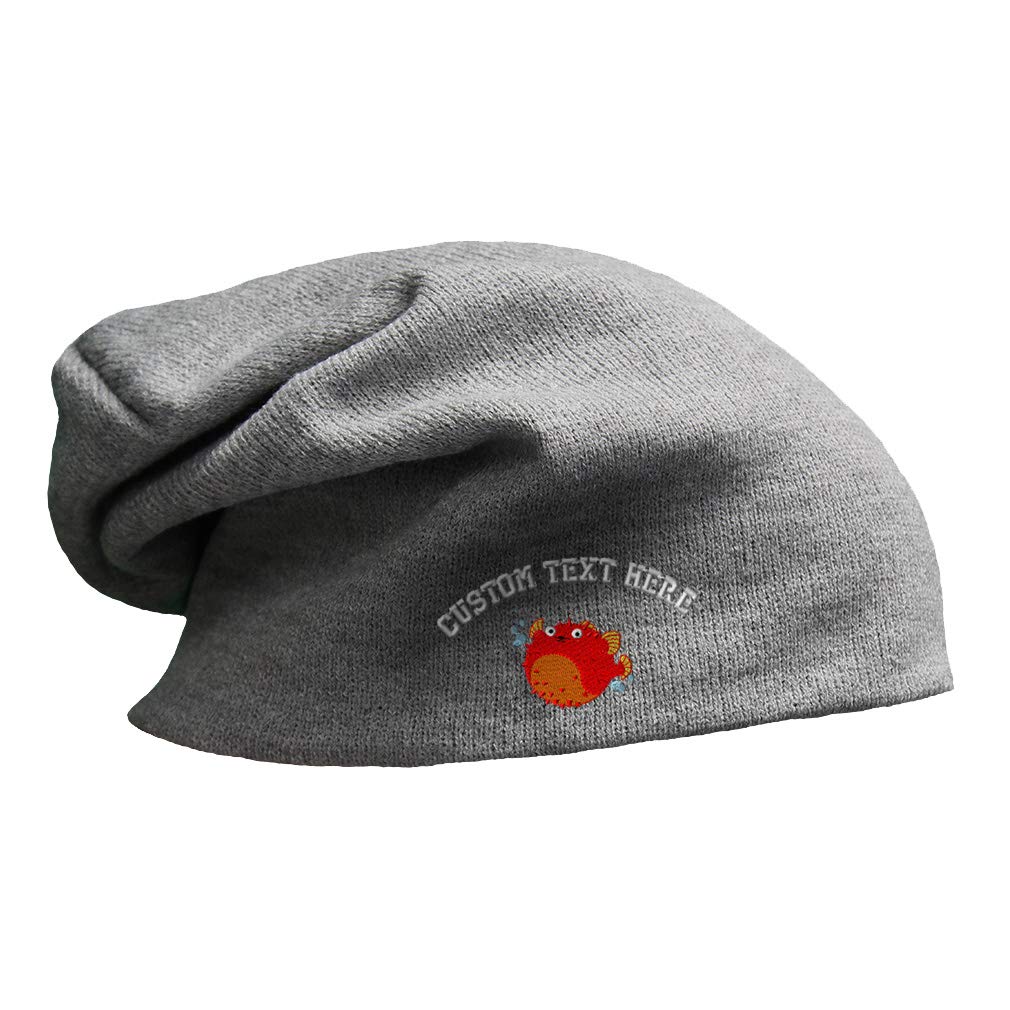 Speedy Pros Slouchy Beanie for Men & Women - Puffer Fish Embroidery Winter Skull Cap (One Size Fits All) - Cozy Cold Weather Hat for Outdoor Activities, Skiing & Casual Wear