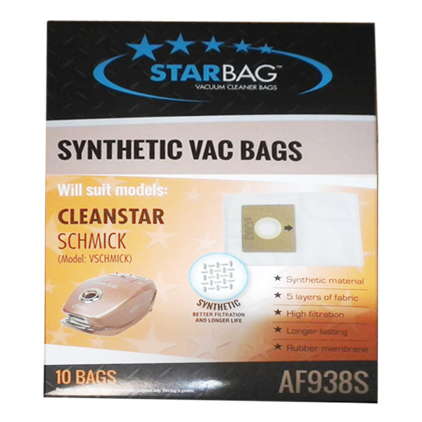 Starbag AF938S Synthetic Vacuum Cleaner Bags - 6 Pack | Compatible with Hoover, Eureka, Kenmore | HEPA Filtration for Dust & Allergens | Ideal for Home Cleaning, Pet Hair Removal & Allergy Relief