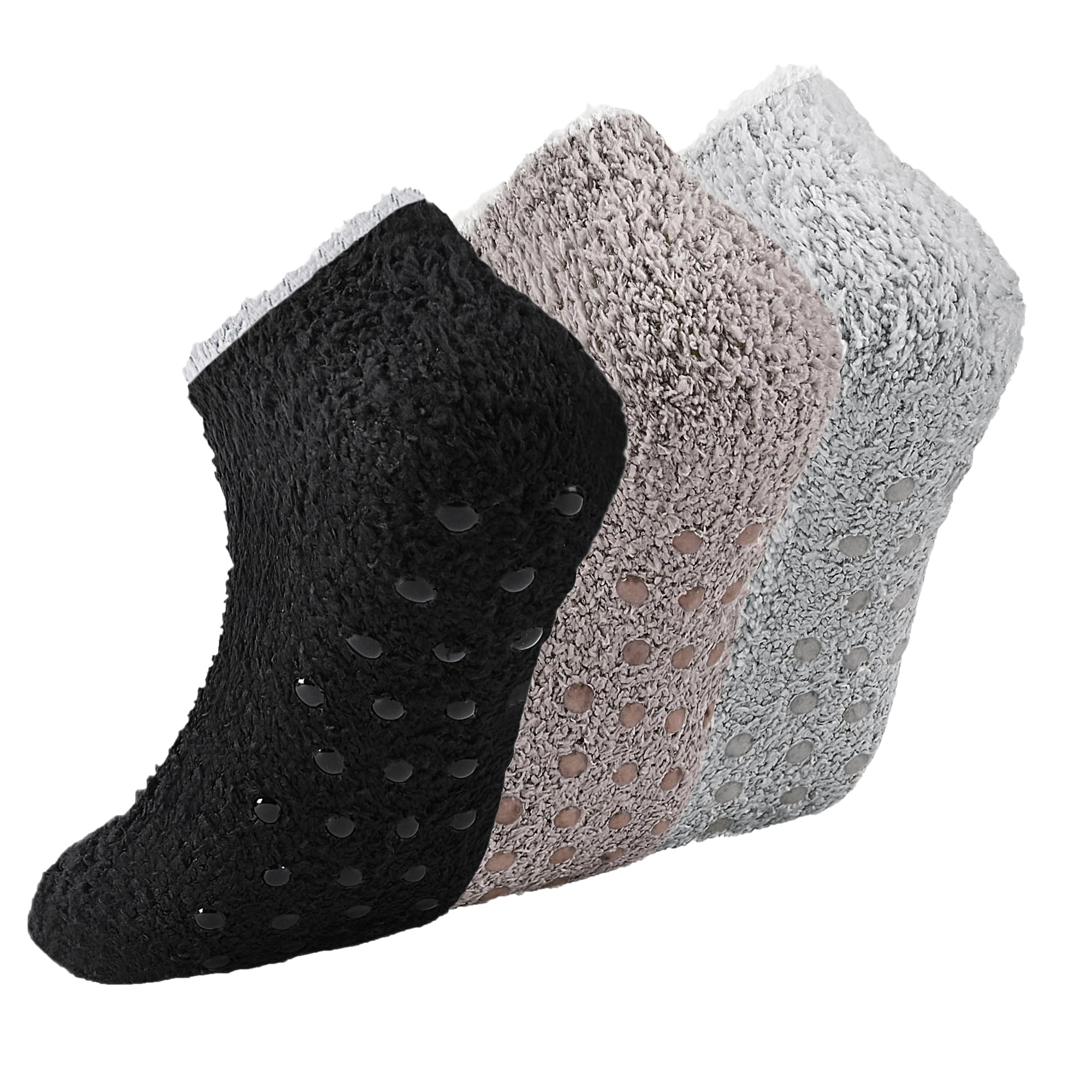 Non-Slip Hospital Socks for Women - 3/6 Pairs Cozy Fuzzy Slipper Socks with Grips - Perfect for Nursing, Elderly Care & Home Comfort