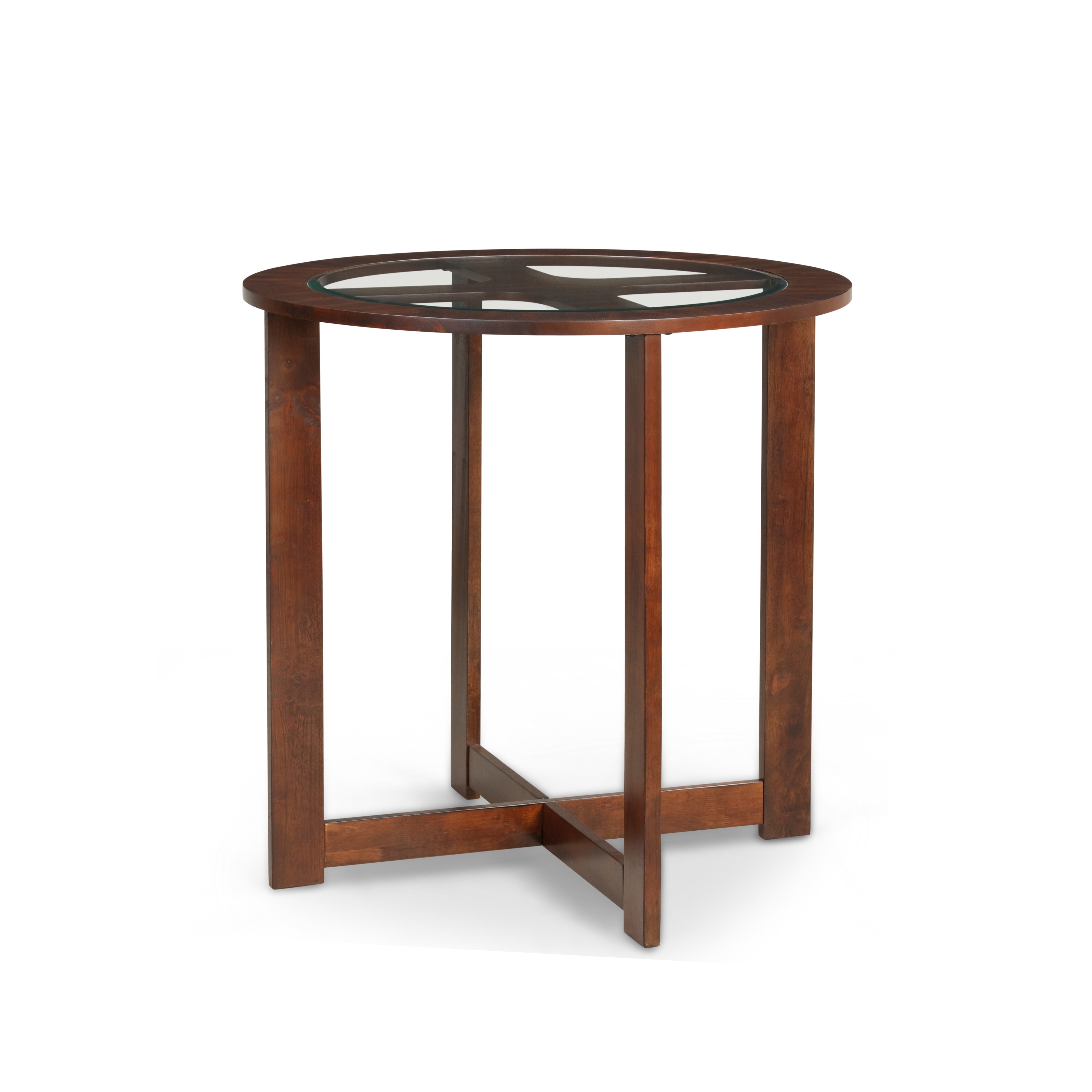 Roundhill Furniture Cylina Solid Wood Glass Top Round Counter Height Dining Table with 4 Bar Stools - Perfect for Kitchen, Breakfast Nook & Small Space Dining