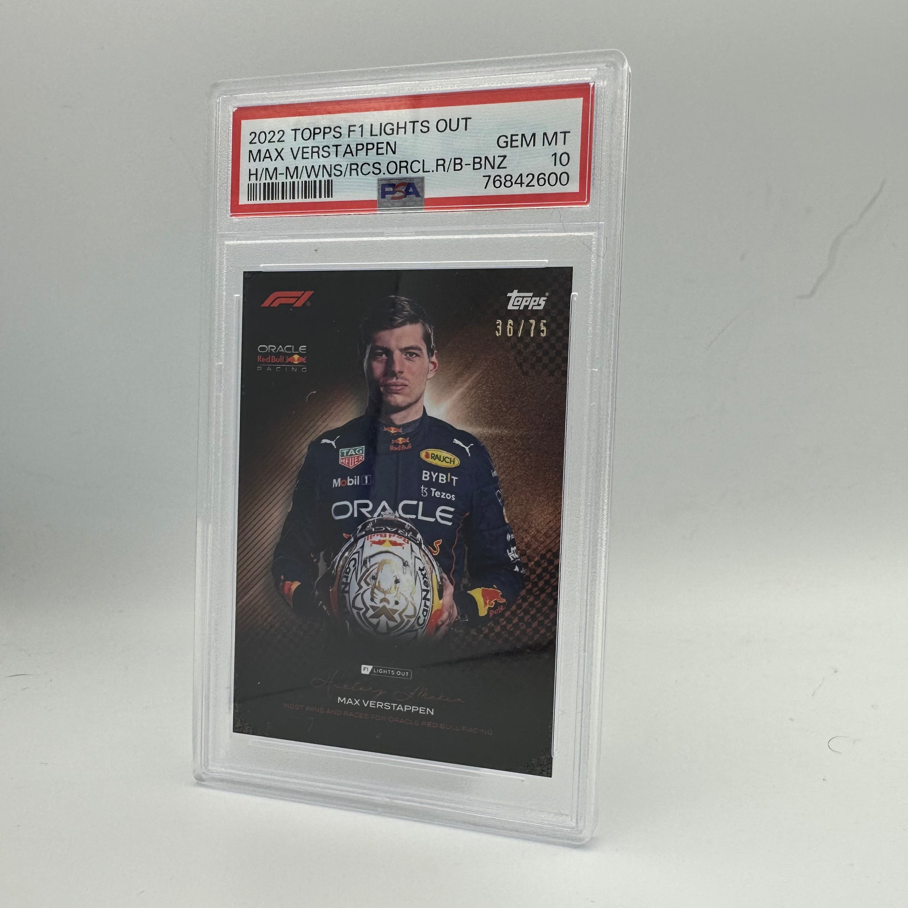 PSA 10 2023 Max Verstappen /75 History Maker Bronze Parallel - Rare Trading Card for F1 Collectors & Motorsport Fans - Perfect for Display, Investment & Racing Memorabilia Collections