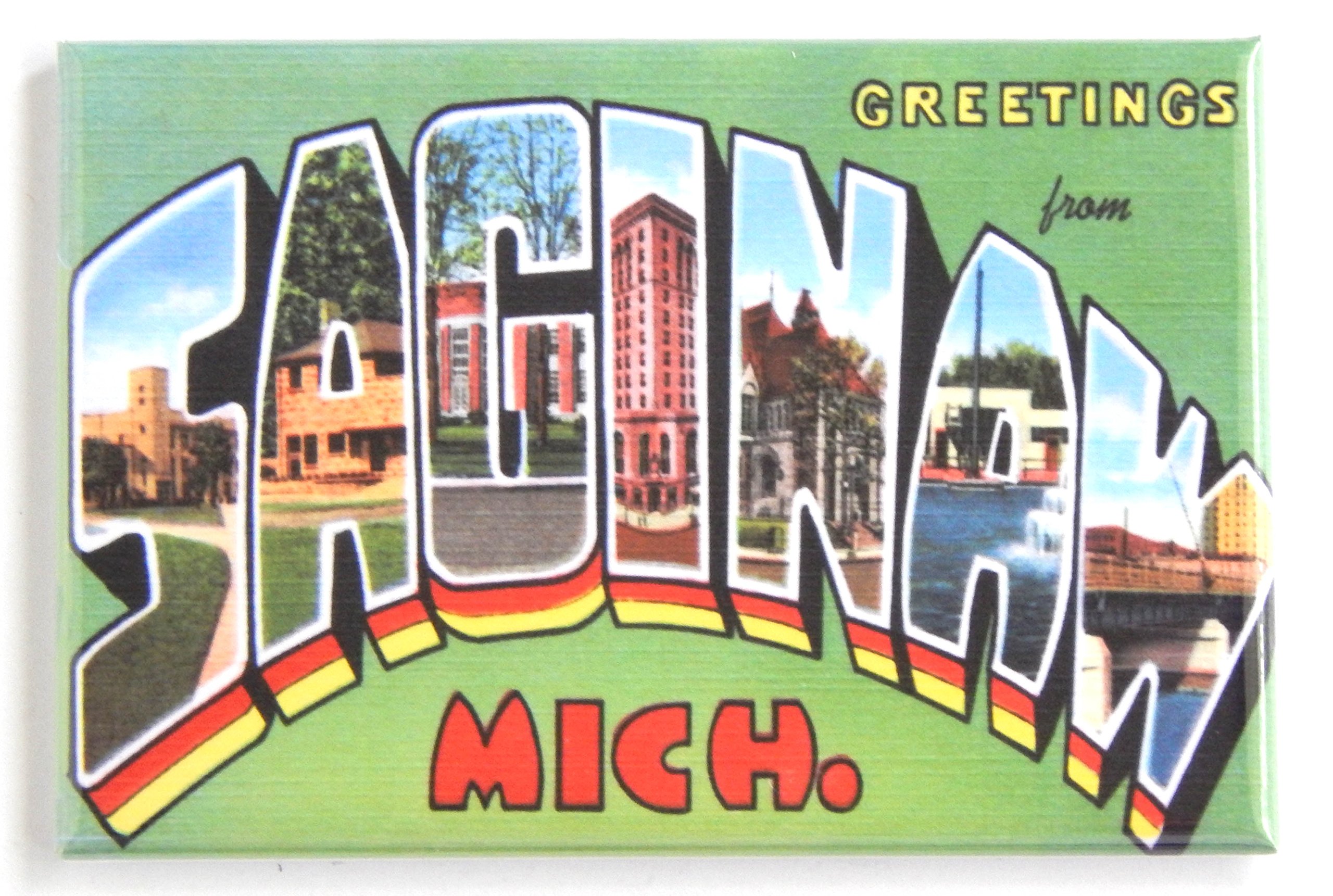 Greetings from Saginaw Michigan Souvenir Fridge Magnet - 2 x 3 Inches Collectible Travel Gift - Perfect for Refrigerators, Lockers & Office Decor