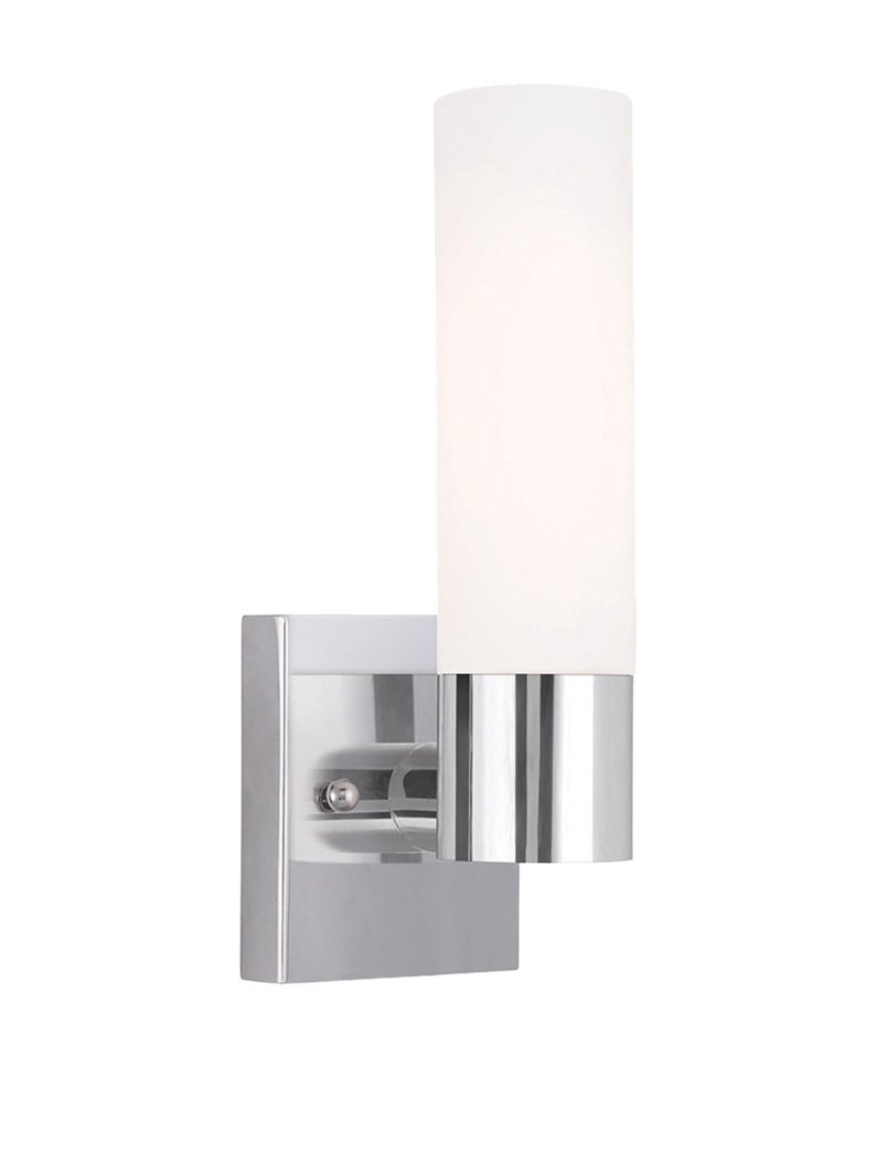 Livex Lighting 10101-05 Aero 1-Light Wall Sconce in Chrome - Modern Bathroom Vanity Light Fixture for Bedroom, Hallway & Entryway Lighting