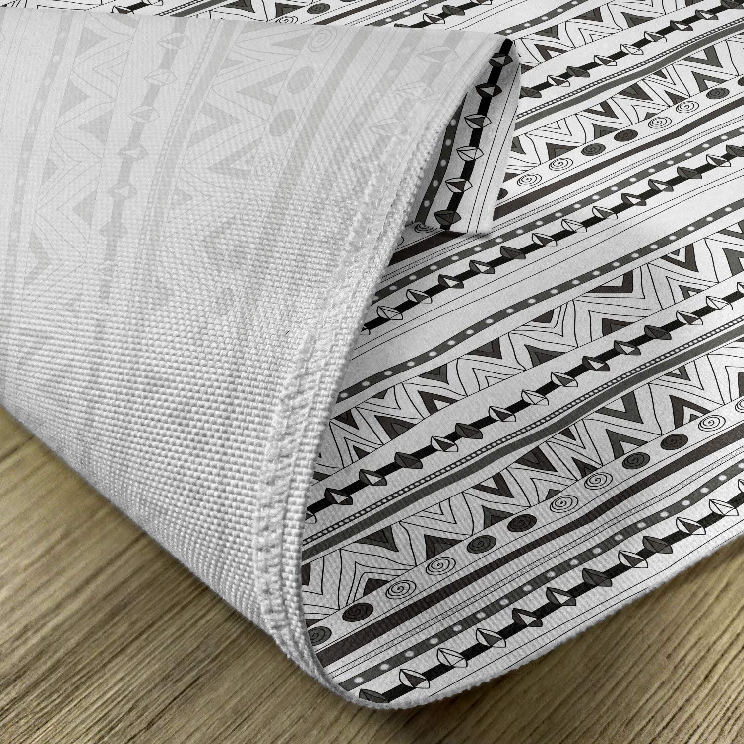 Ambesonne Tribal Placemats Set of 4 - Aztec Geometric Pattern with Circles & Triangles - Washable Fabric Dining Table Mats - Standard Size Charcoal Grey & White - Perfect for Boho Home Decor, Dinner Parties & Kitchen Table Settings