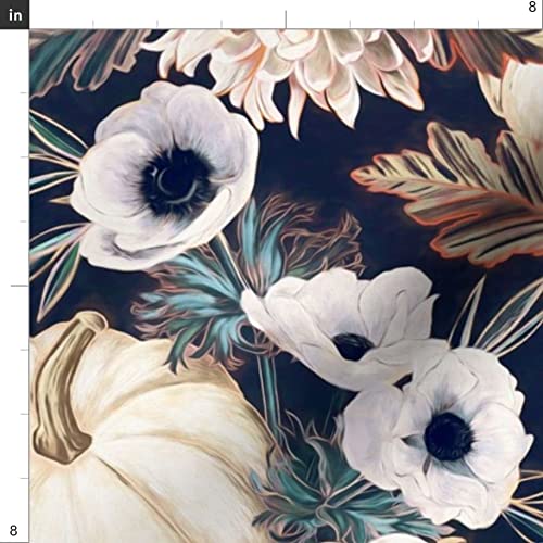 Fall Floral Pumpkin Printed Minky Fabric by The Yard - Soft Plush Material for Sewing Baby Blankets, Quilt Backing & DIY Home Decor - Perfect for Autumn Crafts, Nursery Projects & Cozy Seasonal Decorations