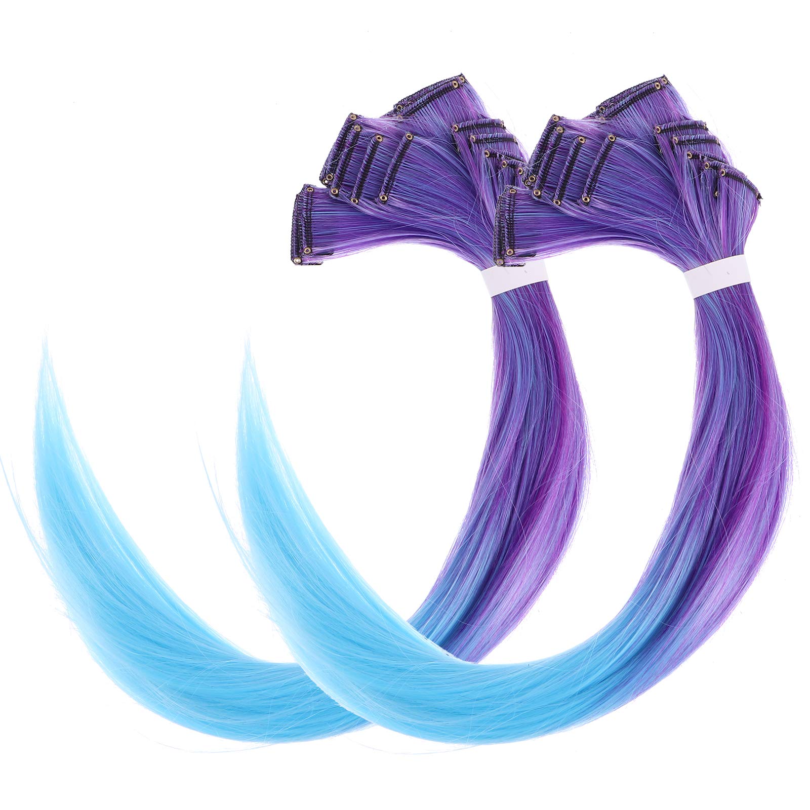 20pcs Gradient Color Synthetic Hair Wigs for Women - Clip-in Hair Extensions & Headband Hairpieces with High-Temperature Wire - Perfect for Cosplay, Halloween, Parties & Daily Styling