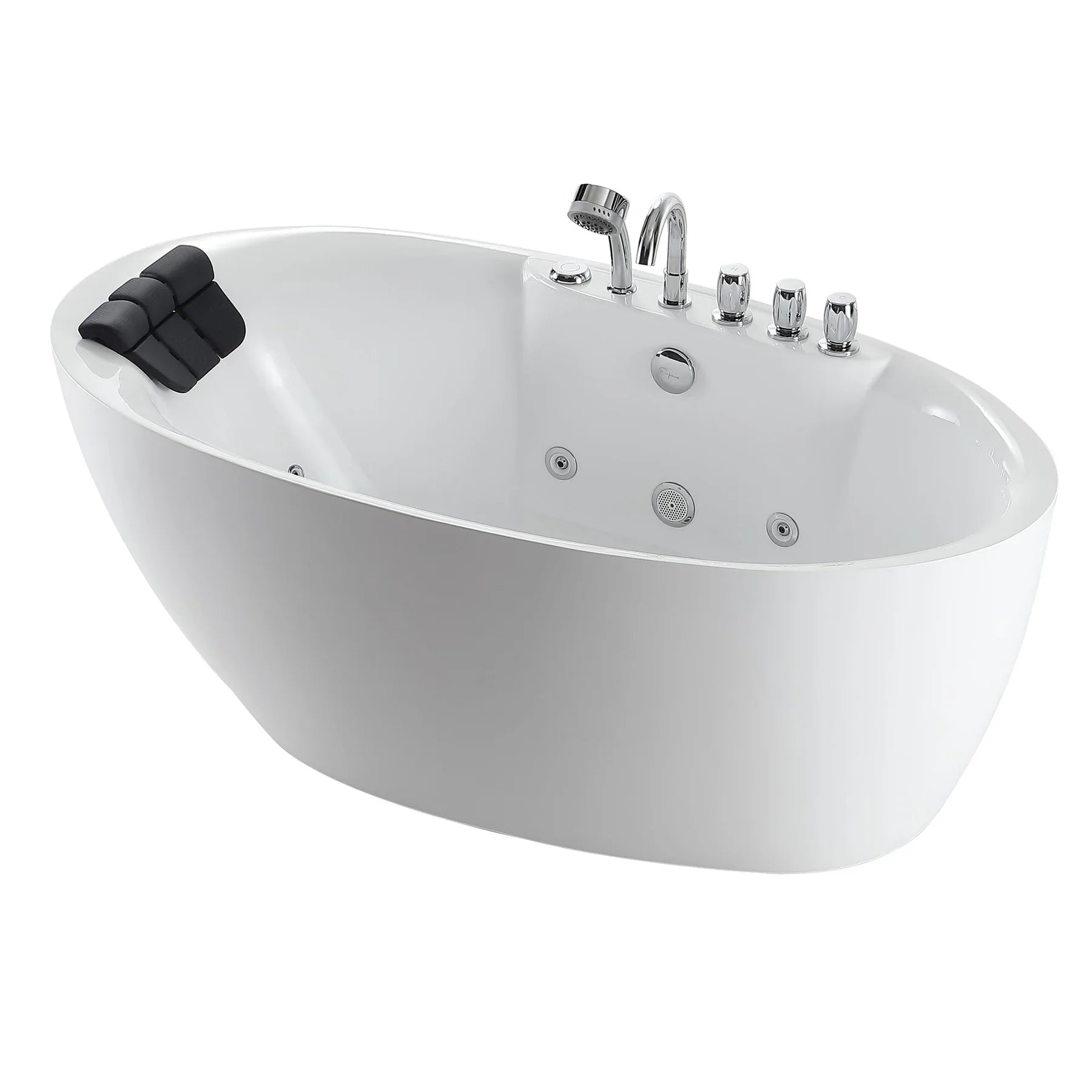 Empava 71 Inch Freestanding Jetted Bathtub - White Acrylic Soaking Tub with Massage Jets (Model 971AIS14) for Luxury Bathroom Spa Experience