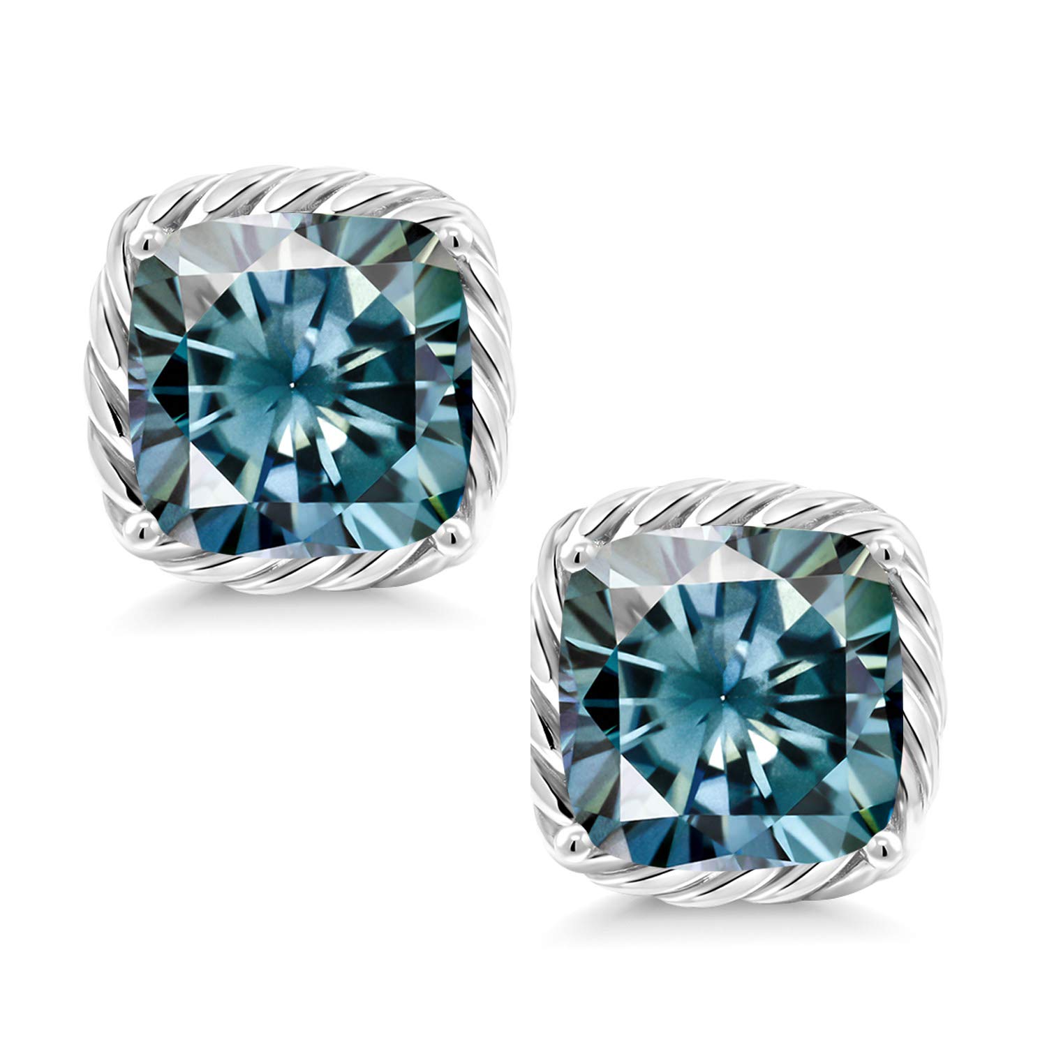 10K White Gold 7MM Cushion Cut Gemstone Birthstone Stud Earrings for Women & Men | Fine Jewelry Gifts for Her, Mom, Wife | Anniversary, Birthday, Valentine's Day Present | Everyday Wear & Special Occasions