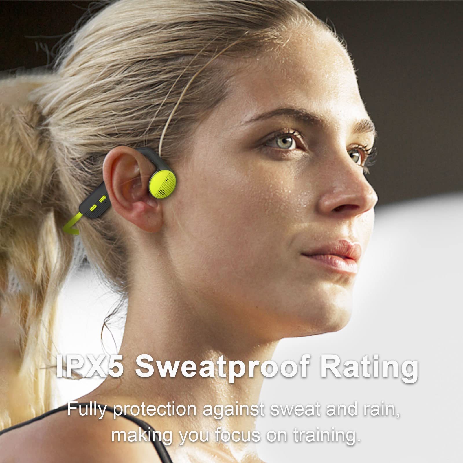 Open Ear Bluetooth Headphones 5.2 with Microphone - Wireless Air Conduction Sport Earphones for Running, Cycling, Driving - 24H Playtime & Sweatproof - Perfect for Workouts, Commuting & Outdoor Activities (Grey & Green)