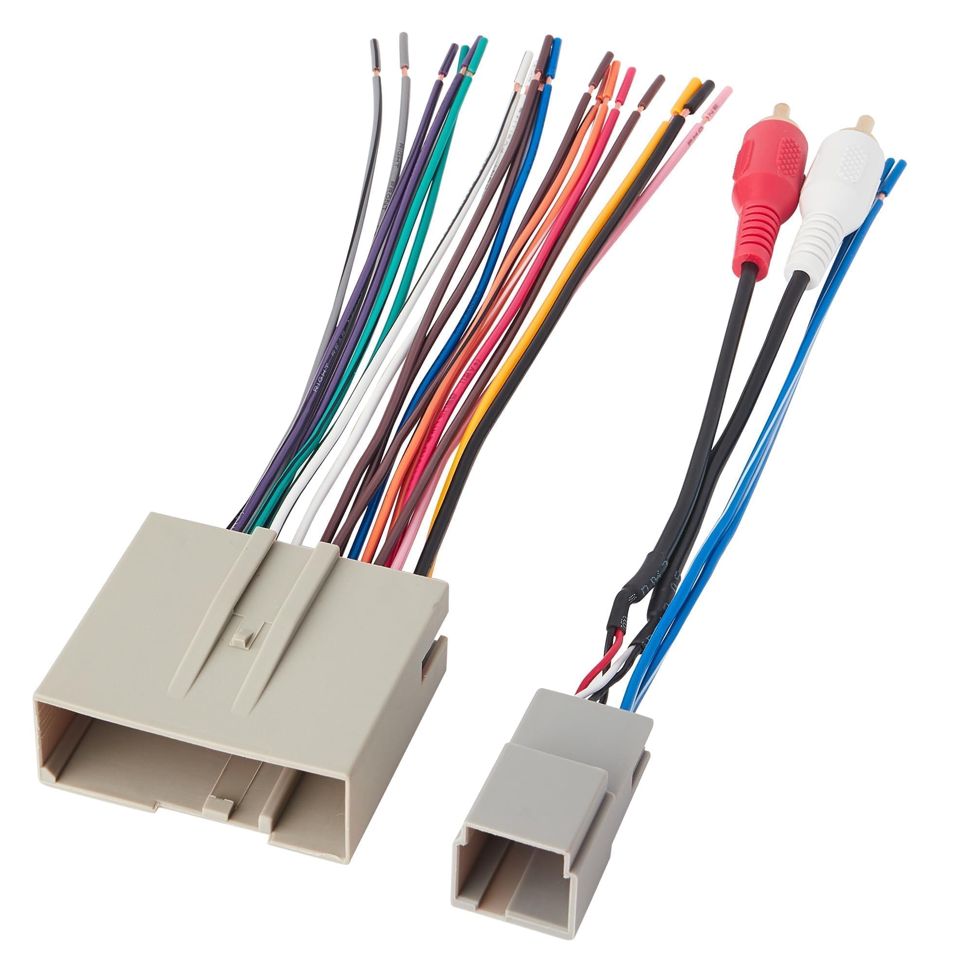 Ford/Lincoln/Mercury Car Radio Wiring Harness 24+8 Pin with RCA Plug - Compatible with 2003-2013 Models - Subwoofer Input Connector Adapter for Enhanced Audio System - Perfect for Car Audio Upgrades & Aftermarket Stereo Installations