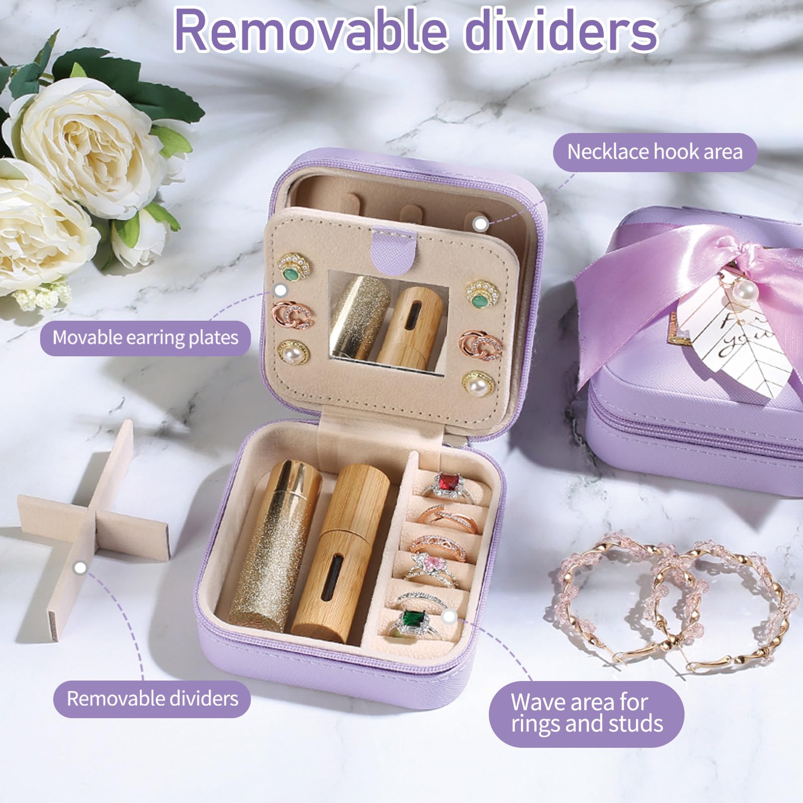 AYGXU Portable Jewelry Travel Case for Women - Small Jewelry Organizer Box with Initials A-Z - Perfect Gift for Girls, Teens & Teachers - Ideal for Vacations, Business Trips & Daily Use