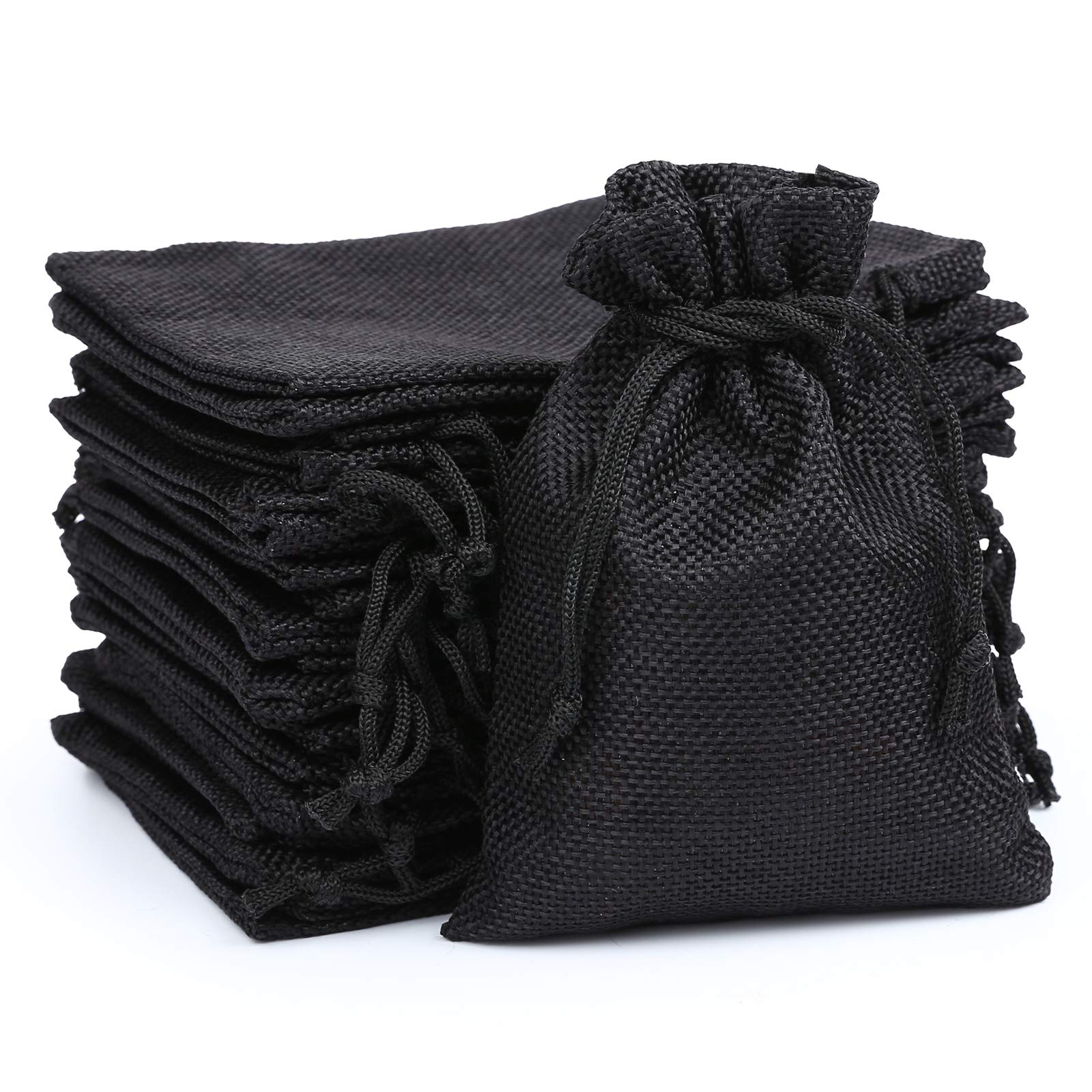 24-Piece Natural Burlap Drawstring Bags - Linen Gift Pouches for Jewelry, Wedding Favors, Party Gifts & DIY Crafts - Eco-Friendly Small Black Sacks for Handmade Presents & Event Decorations