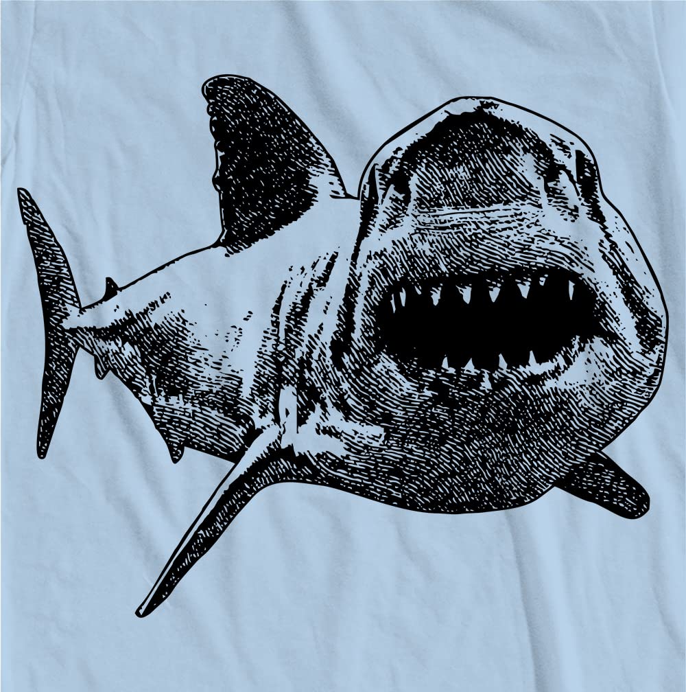 Great White Shark Attack T-Shirt with Teeth Design - Unisex Men & Women's Graphic Tee for Beach, Surfing, and Shark Week Fans