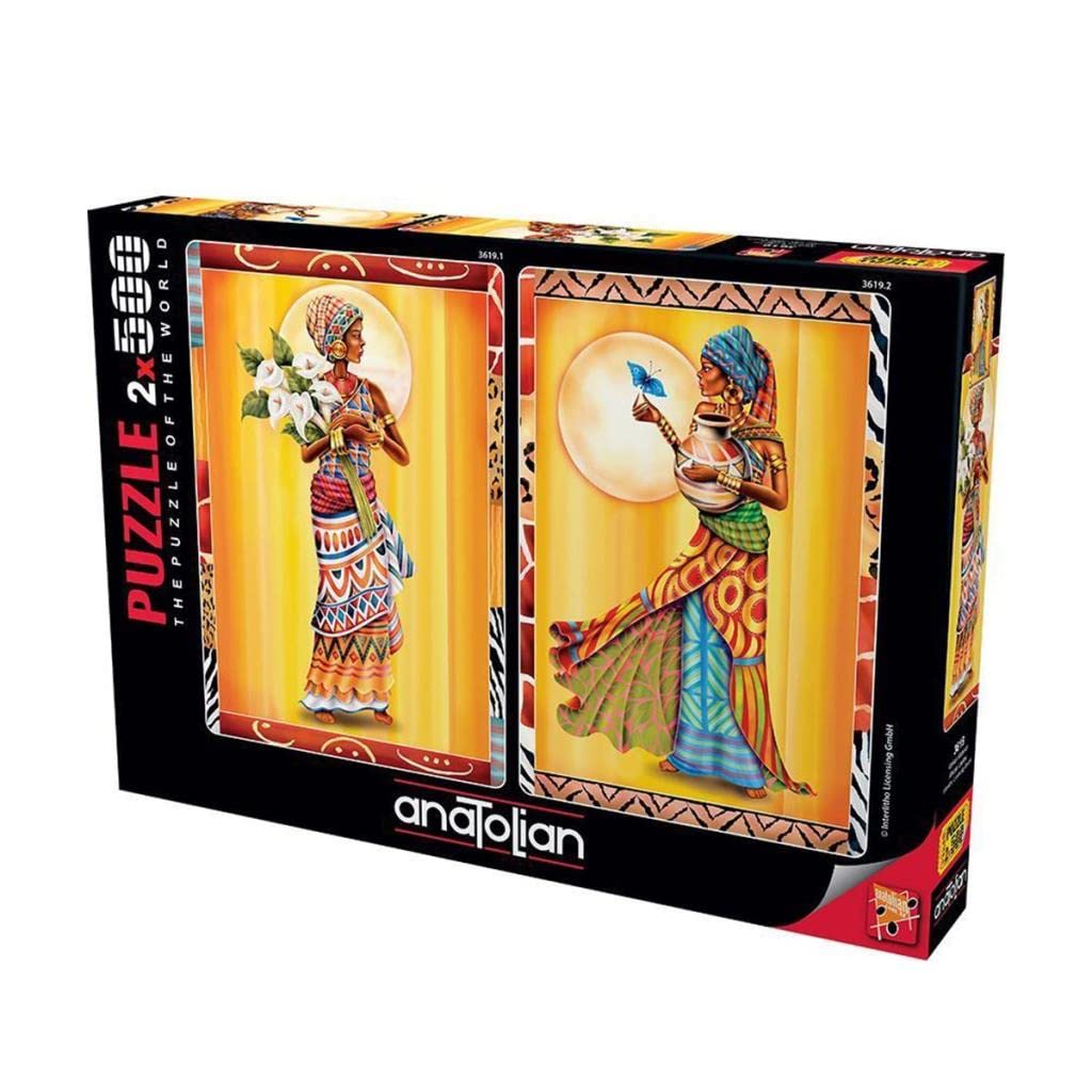 Anatolian Puzzle - African Ladies, 2 x 500 Piece Jigsaw Puzzles Set #3619 | Beautiful African Art Collection | Perfect for Family Game Night, Classroom Activities & Stress Relief