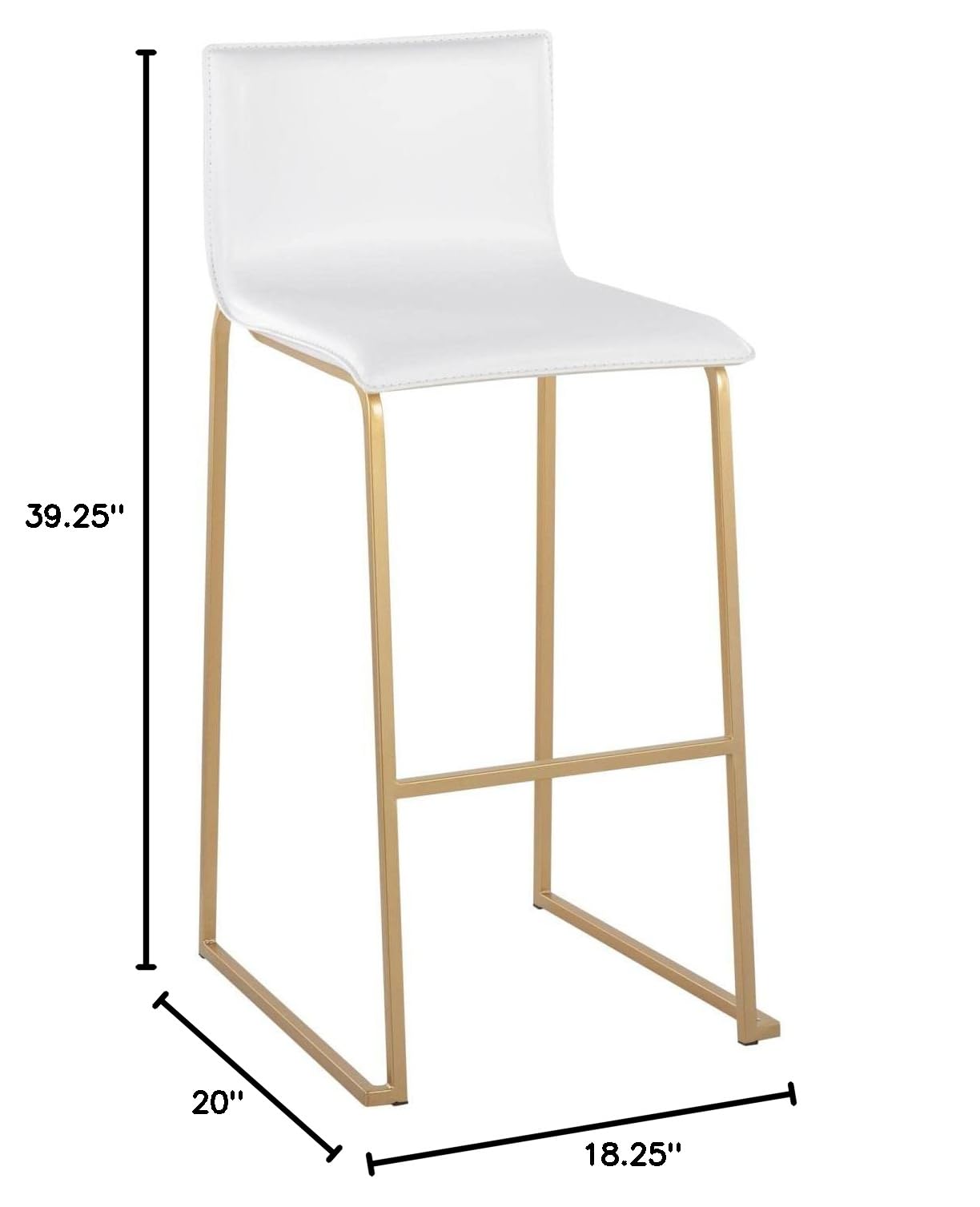 LumiSource Mara Bar Stool Set of 2 - Modern Counter Height Bar Chairs with Back Support for Kitchen Island, Breakfast Nook & Home Bar - Comfortable & Stylish Bar Stools for Dining & Entertaining