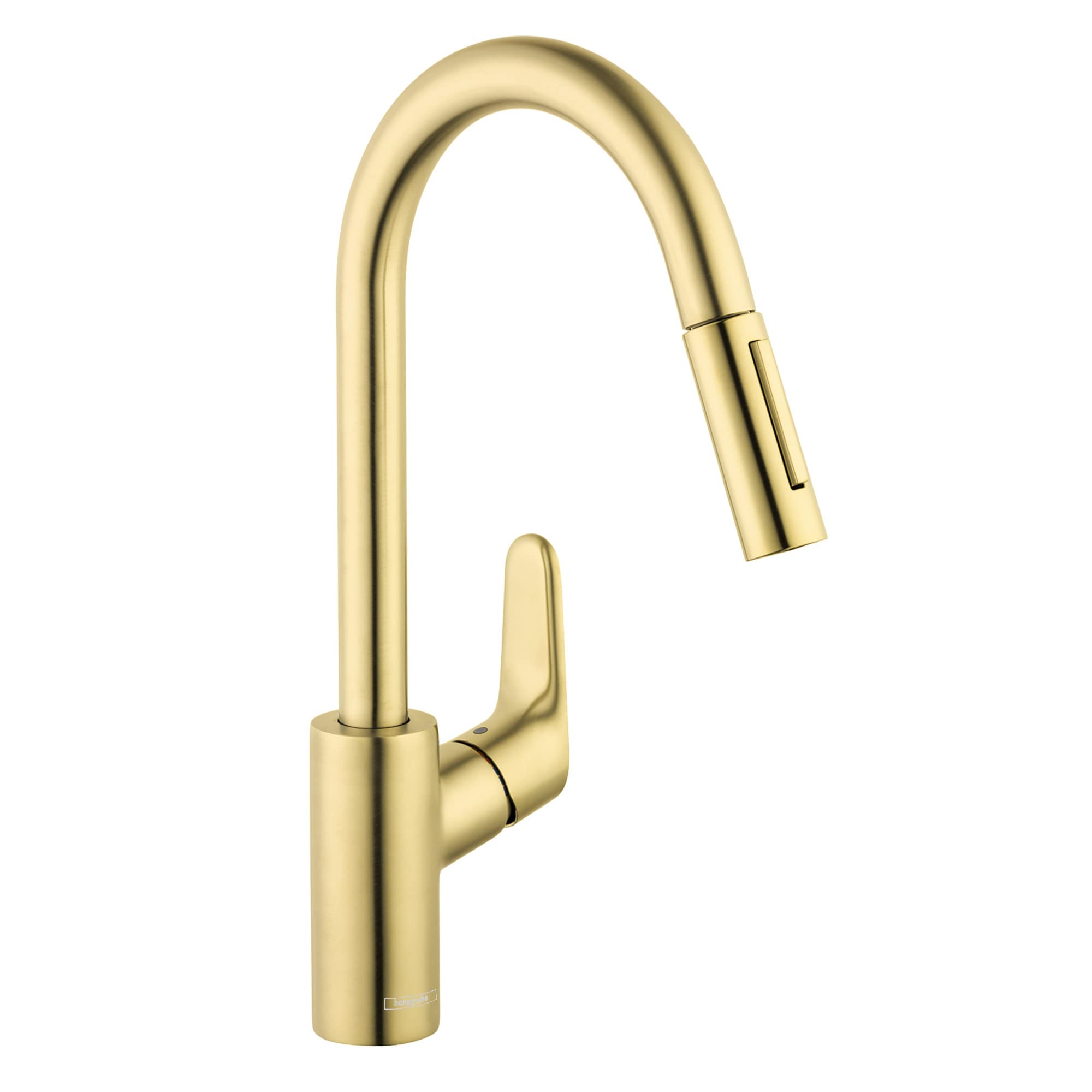 Hansgrohe Focus Gold High Arc Kitchen Faucet with Pull Down Sprayer - Perfect for Modern Kitchens