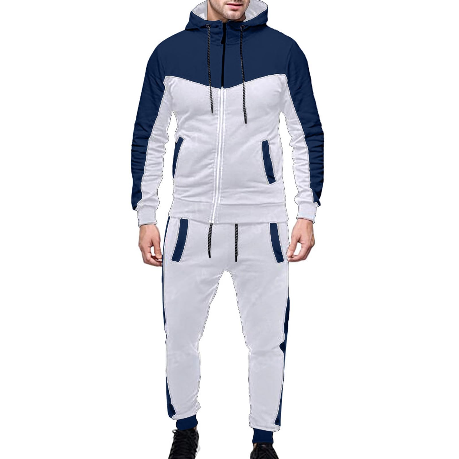 Blandoom Fossean Men's Regular Fit Tracksuit Set - Comfortable Gym & Sports Activewear with Pullover Hoodie & Back Strap - Ideal for Workouts, Running, and Casual Wear