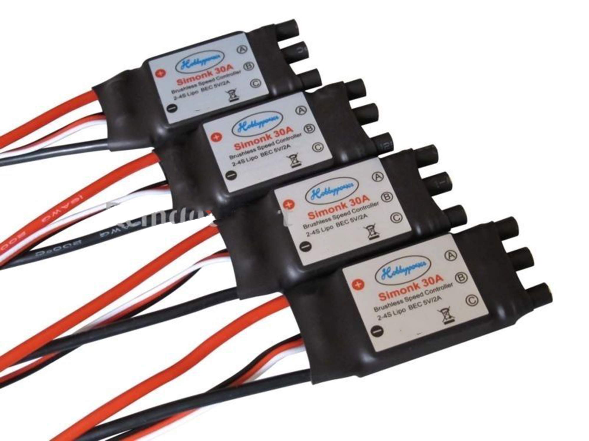 SimonK 30A ESC Brushless Speed Controller with 2A BEC - 4 Pack for Quadcopter, Drone, FPV Racing - Perfect for DIY Multirotor Builds and Aerial Photography
