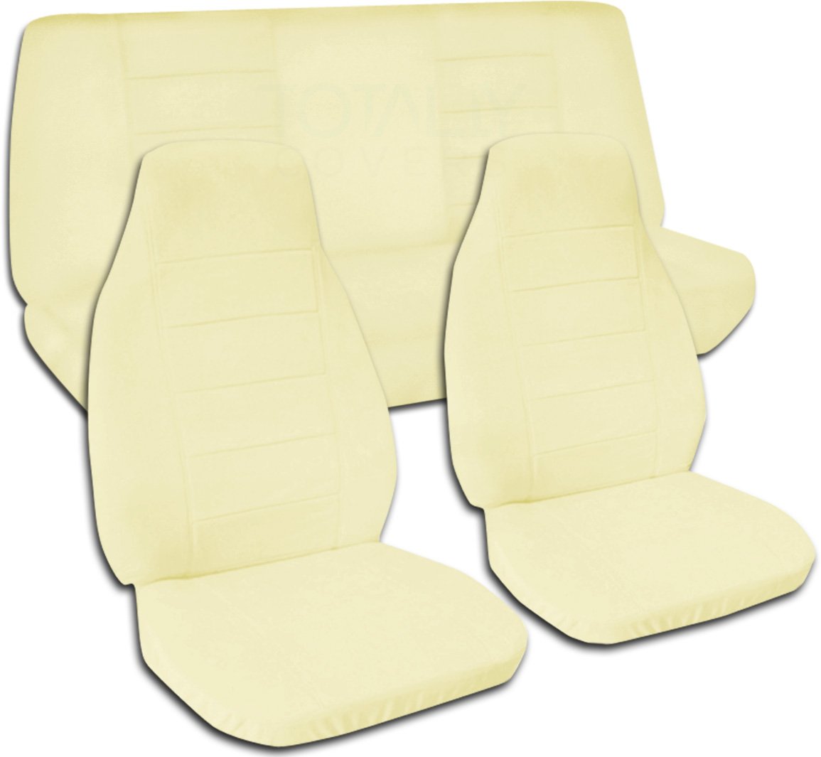 Premium Solid Color Car Seat Covers - Cream (Full Set) | Semi-Custom Fit for Cars, Trucks, Vans, RVs & SUVs | 22 Color Options | Perfect for Road Trips, Daily Commutes & Vehicle Protection
